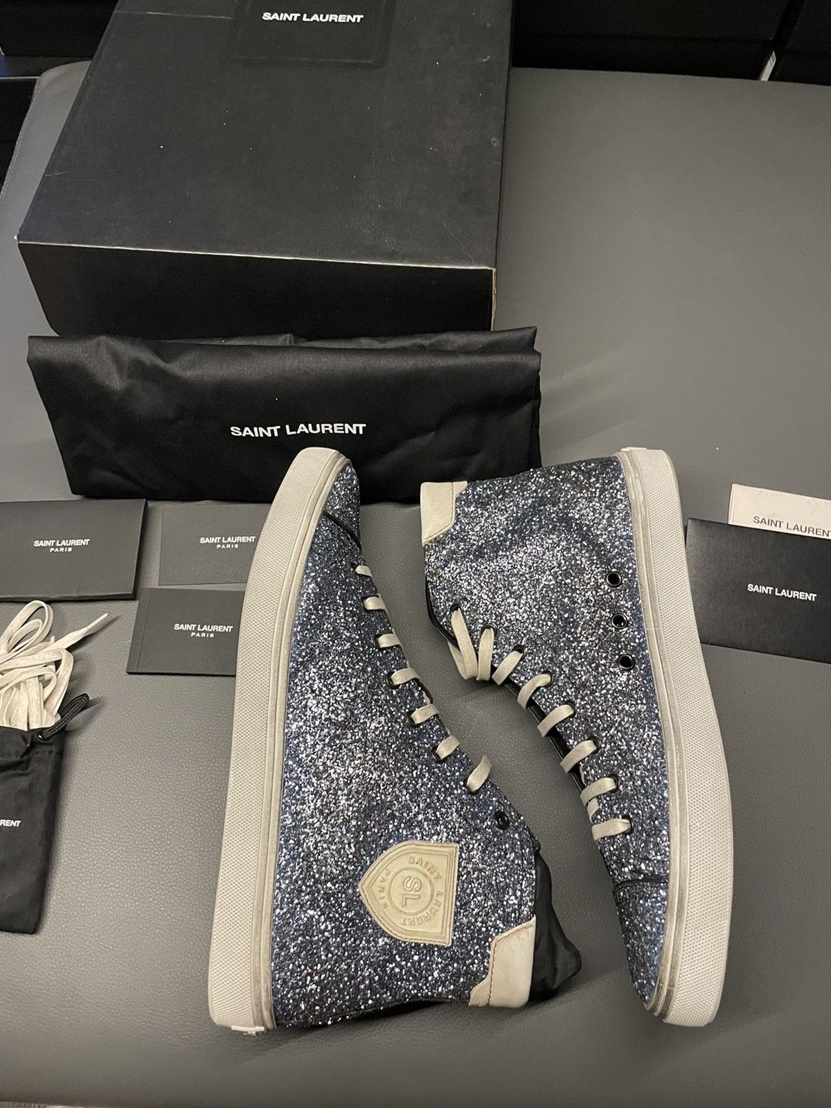 Saint Laurent Paris Rare BrandNEW Runway SL Bedford Sparkling Glitter Sneakers Size US 11 / EU 44 - 16 Thumbnail