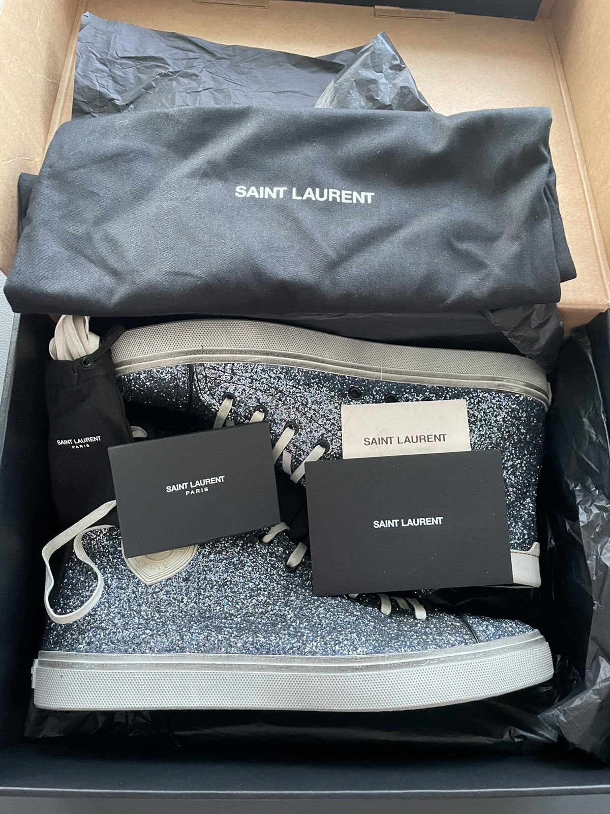 Saint Laurent Paris Rare BrandNEW Runway SL Bedford Sparkling Glitter Sneakers Size US 11 / EU 44 - 2 Thumbnail