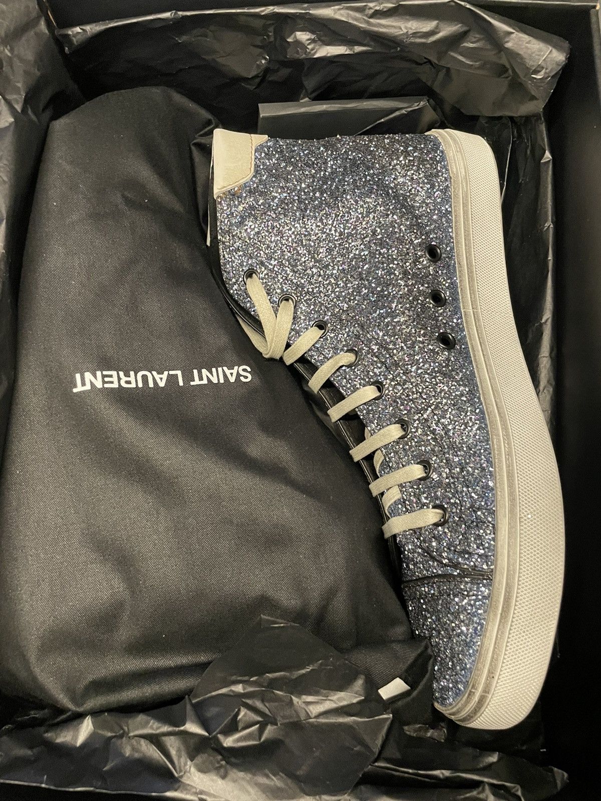 Saint Laurent Paris Rare BrandNEW Runway SL Bedford Sparkling Glitter Sneakers Size US 11 / EU 44 - 13 Thumbnail