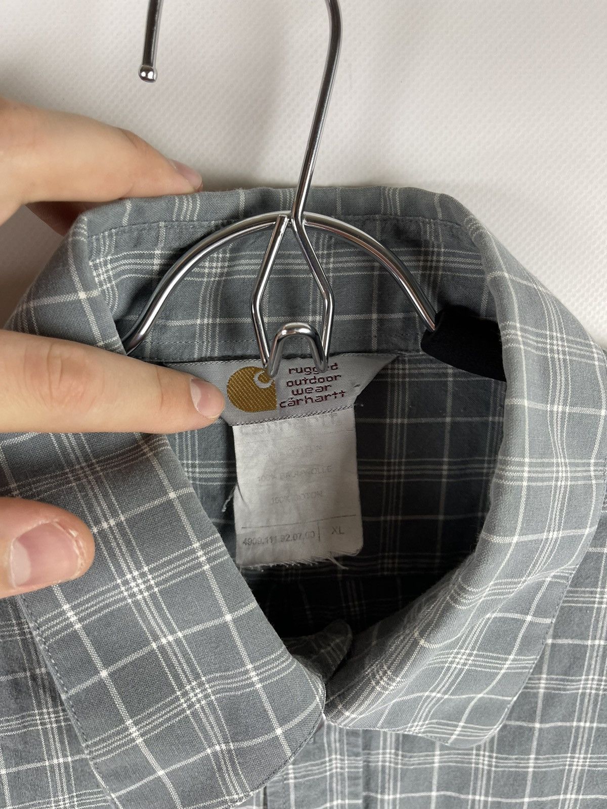 Carhartt Carhartt vintage 90s checkered grey short sleeve shirt Size US XL / EU 56 / 4 - 5 Thumbnail