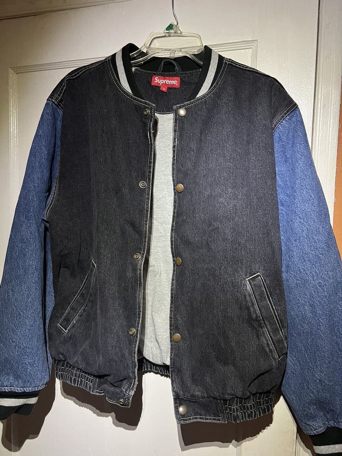 Supreme Supreme Denim Varsity Jacket | Grailed