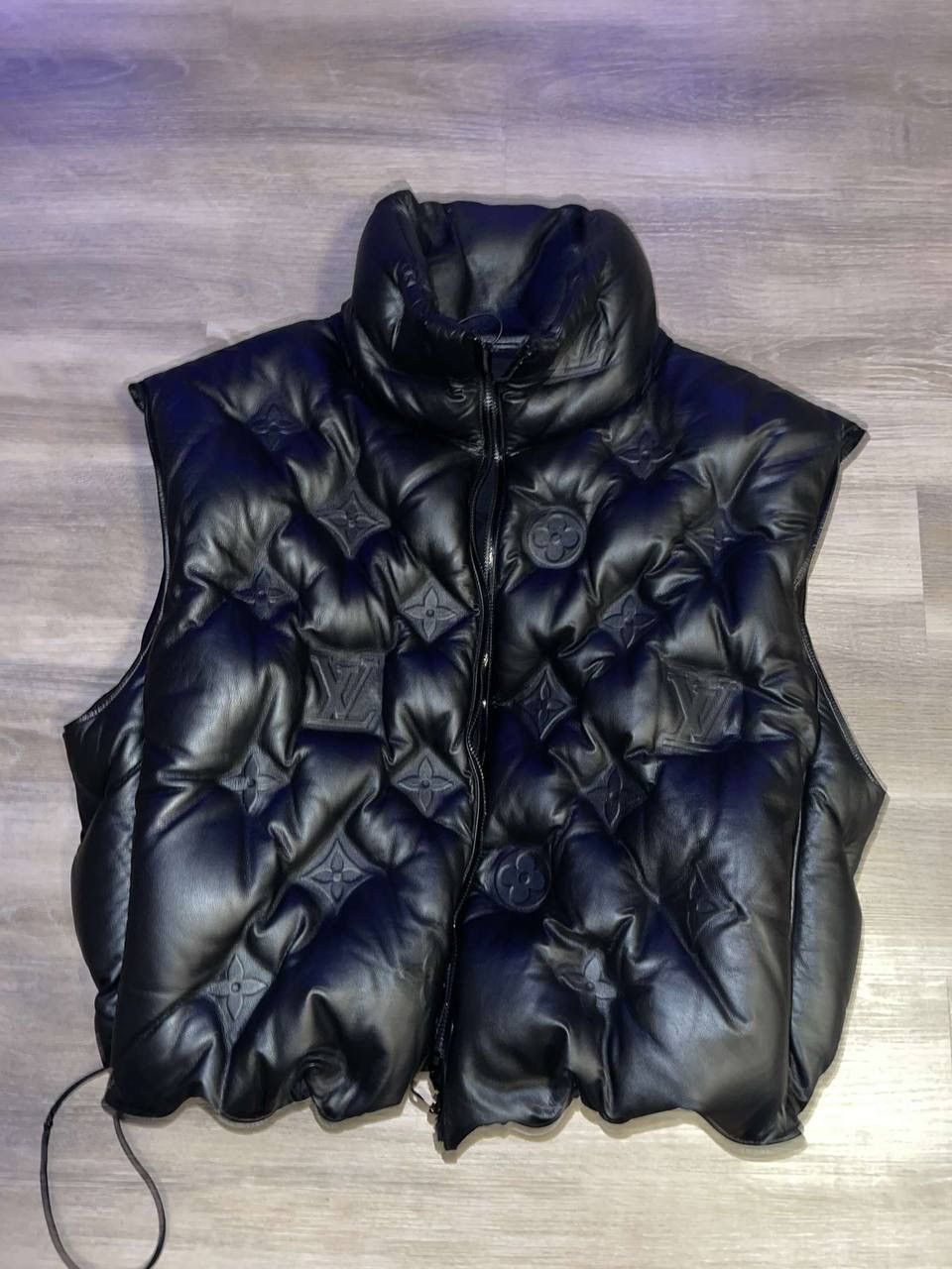 Louis Vuitton Black Leather 'Boyhood' Puffer Vest