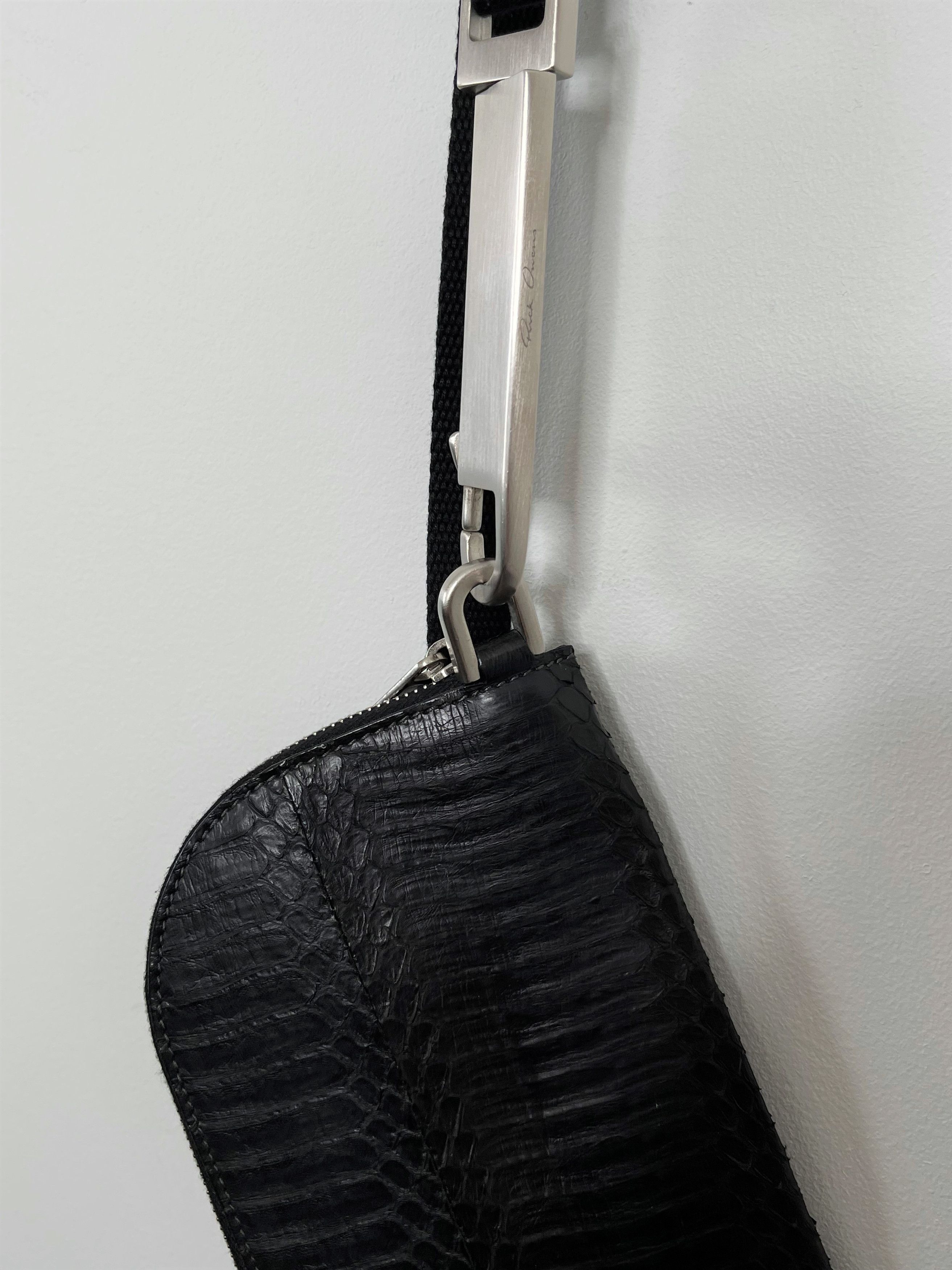 Rick Owens Black Python Snakeskin Card Slot Neck Wallet SS20 Tecuatl Size ONE SIZE - 6 Thumbnail