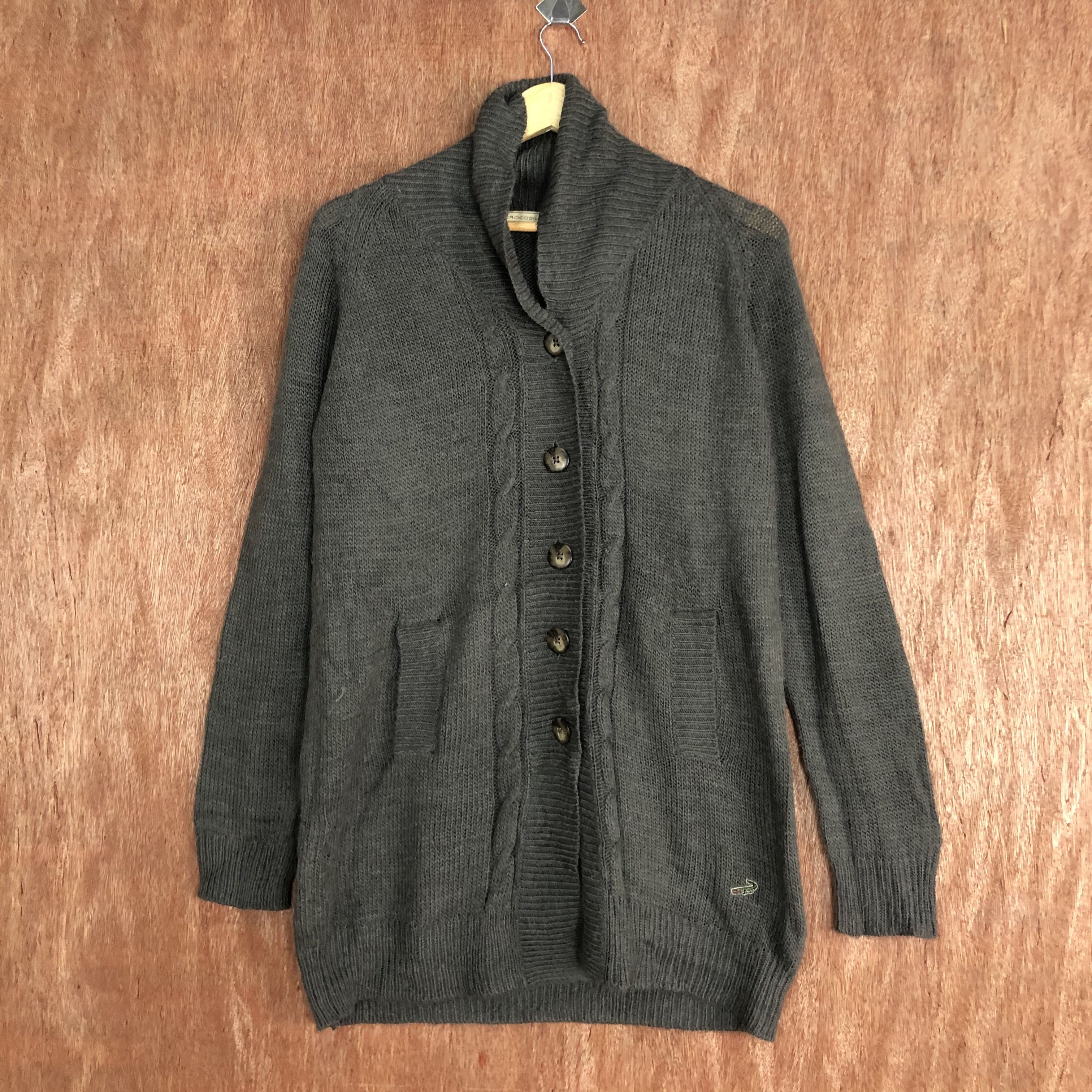 Homespun Knitwear DL Crocodile Grey Shag Shaggy Knitwear long cardigan #c553 Size US M / EU 48-50 / 2 - 1 Thumbnail