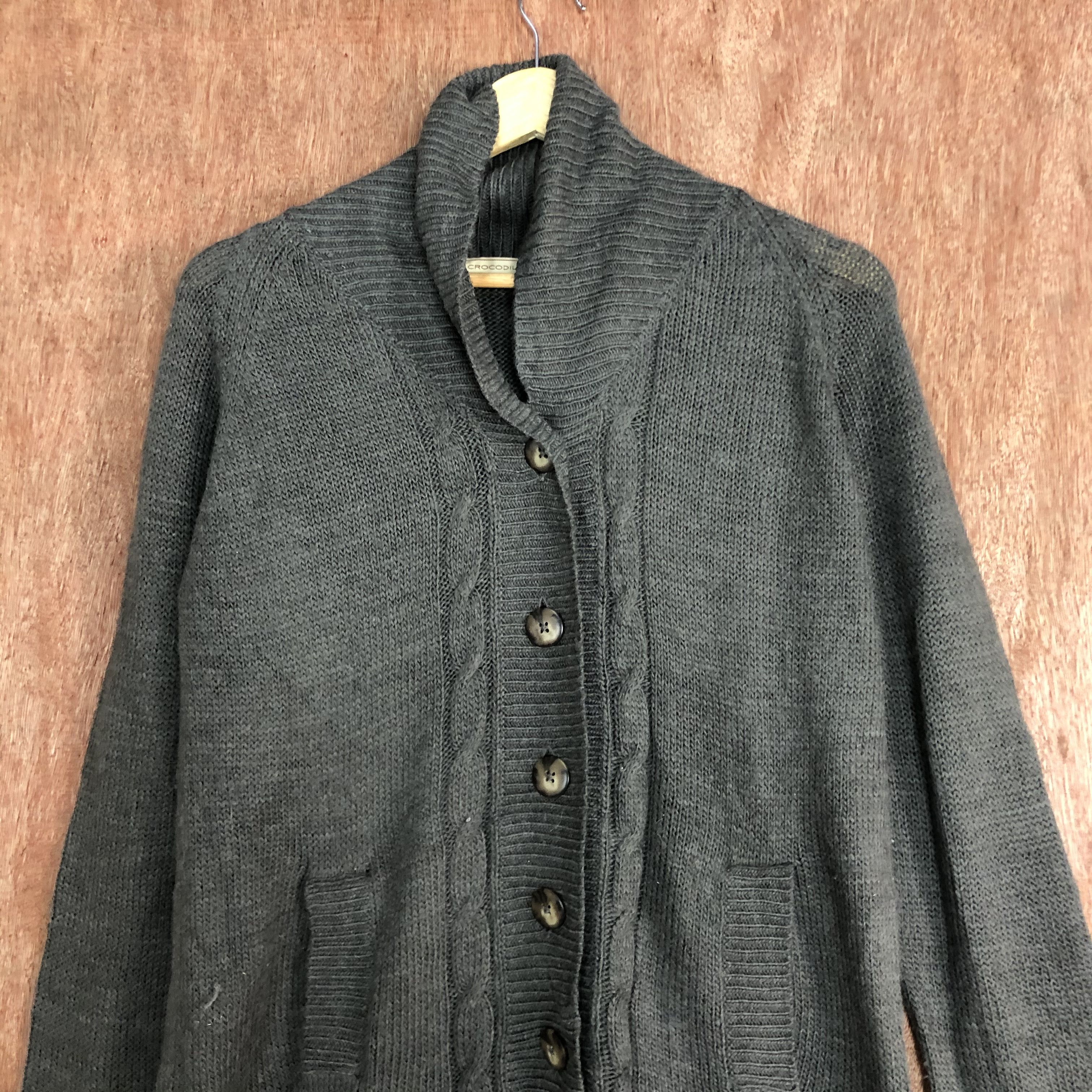 Homespun Knitwear DL Crocodile Grey Shag Shaggy Knitwear long cardigan #c553 Size US M / EU 48-50 / 2 - 9 Thumbnail