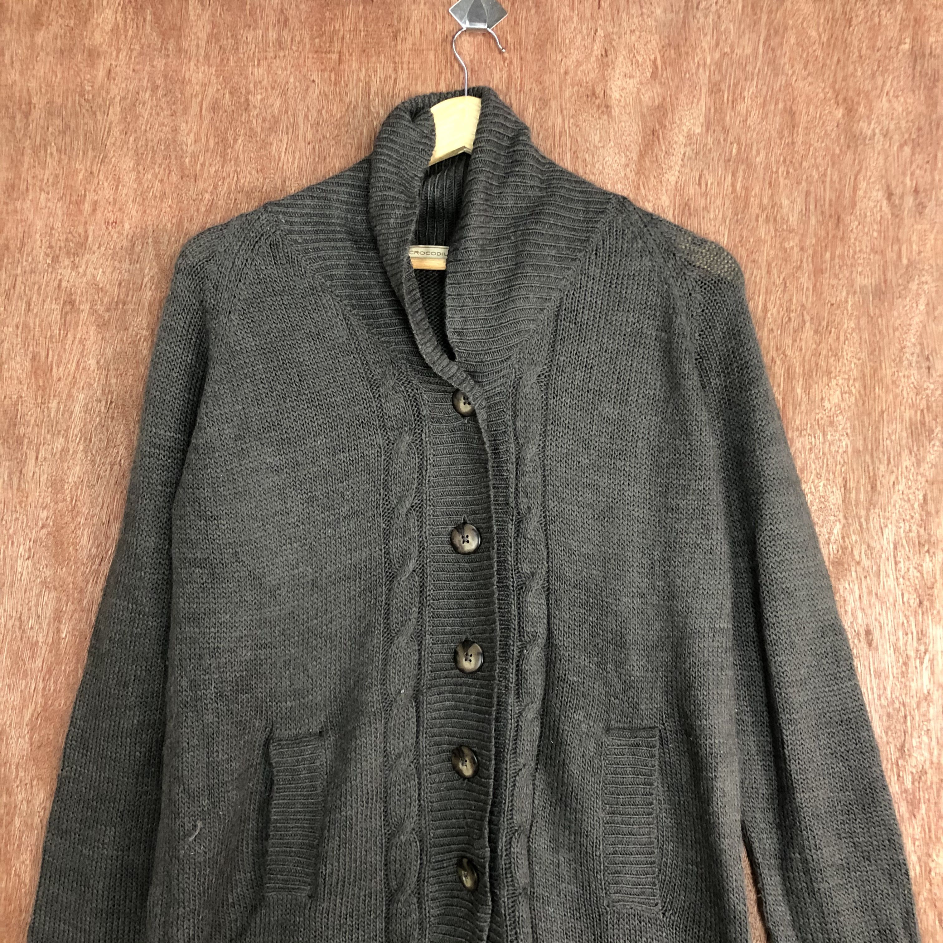 Homespun Knitwear DL Crocodile Grey Shag Shaggy Knitwear long cardigan #c553 Size US M / EU 48-50 / 2 - 4 Thumbnail