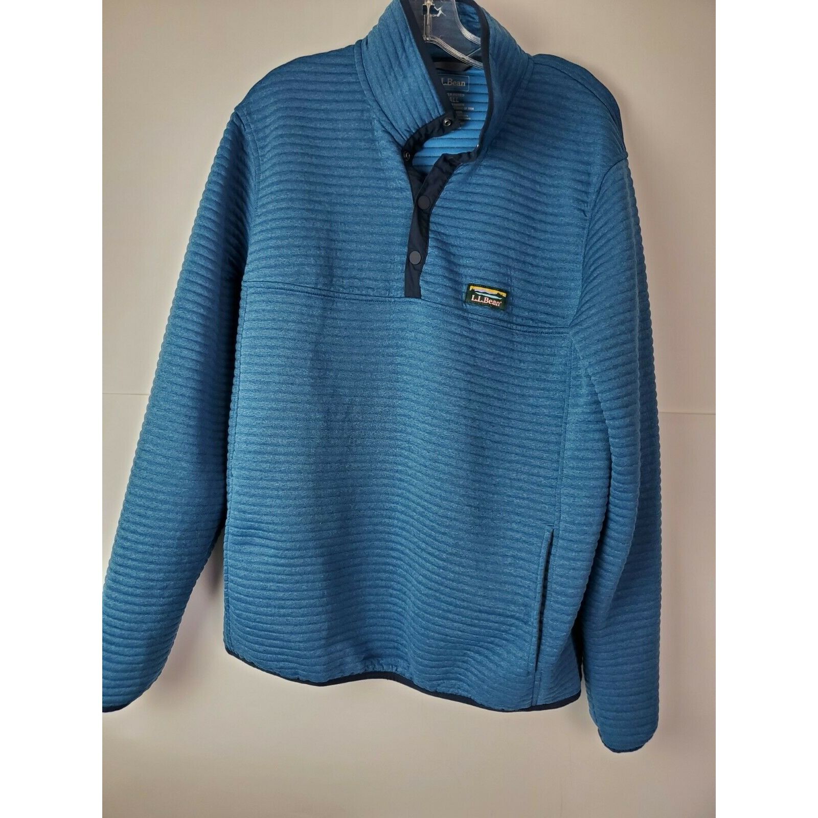 L.L. Bean LL BEAN TALL Men’s Airlight Ribbed Knit 1/4 Snap Pullover