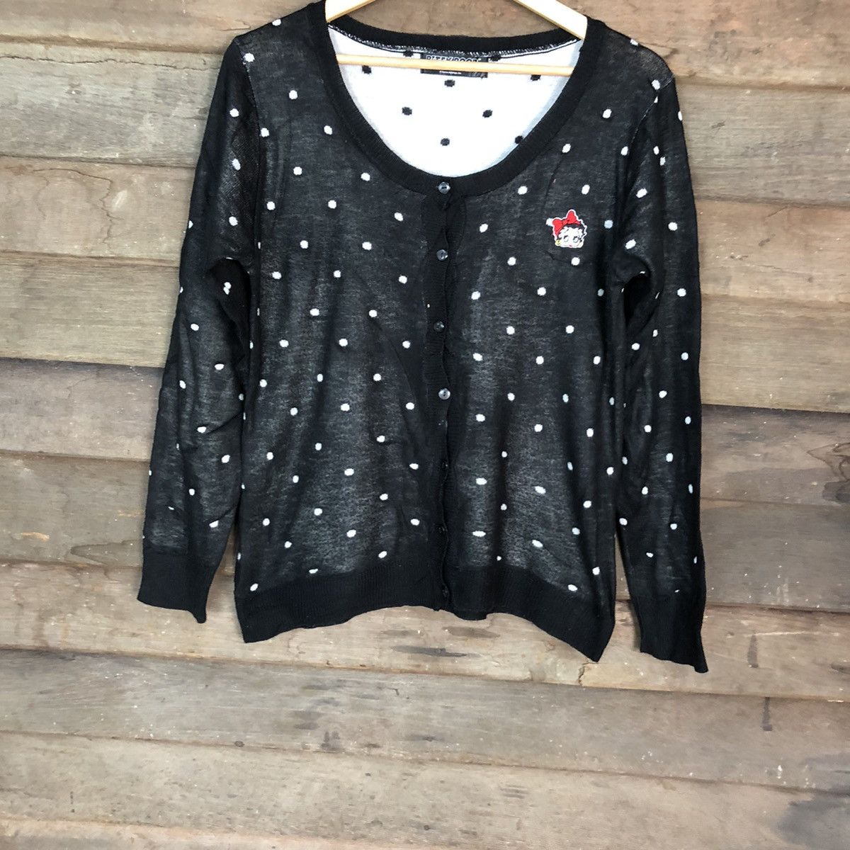 Anime Betty Boop polkadot knitwear Black Cardigan #6752 Size M / US 6-8 / IT 42-44 - 3 Thumbnail