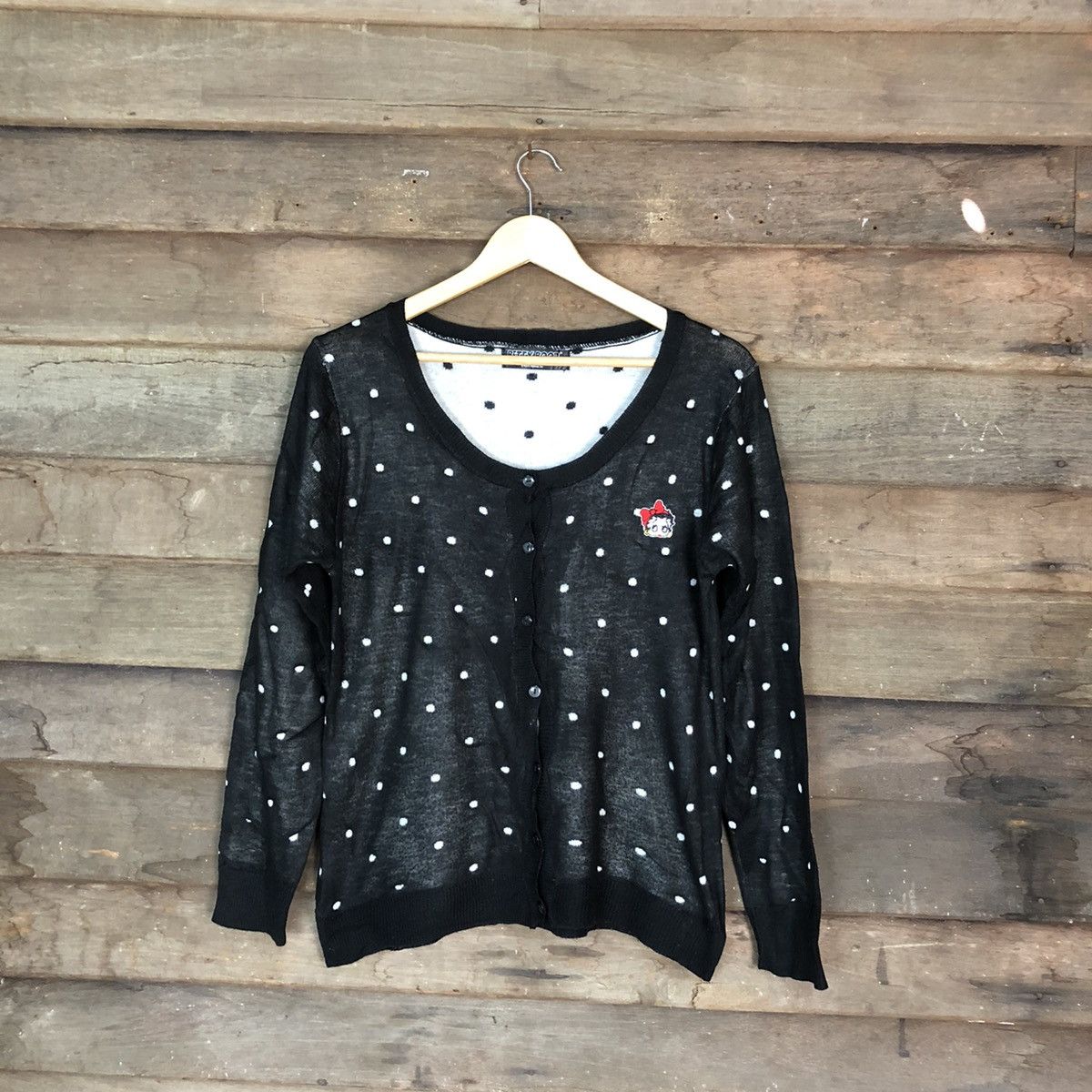 Anime Betty Boop polkadot knitwear Black Cardigan #6752 Size M / US 6-8 / IT 42-44 - 1 Thumbnail