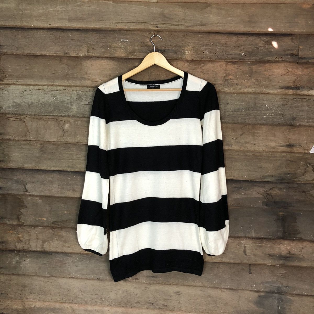 image of Homespun Knitwear x Overthestripes Egoist Stripe Black White Knitwear Like Kurt Cobain 6749, Women'