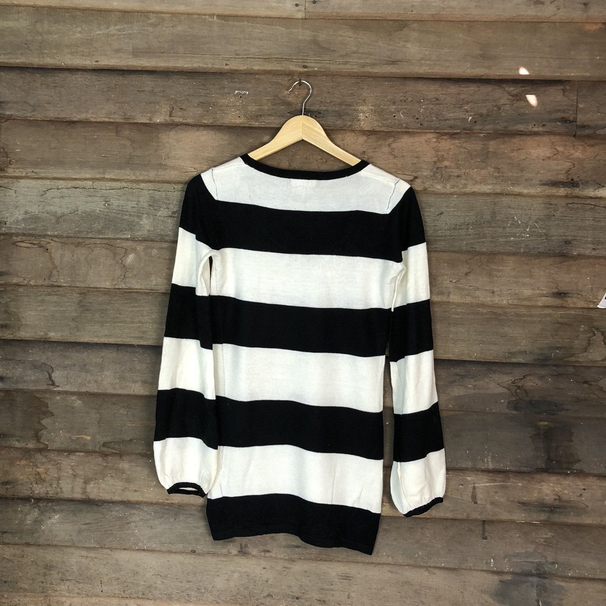 Homespun Knitwear Egoist Stripe Black White Knitwear like kurt cobain #6749 Size M / US 6-8 / IT 42-44 - 8 Thumbnail
