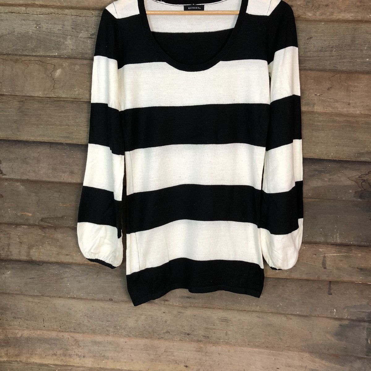 Homespun Knitwear Egoist Stripe Black White Knitwear like kurt cobain #6749 Size M / US 6-8 / IT 42-44 - 3 Thumbnail