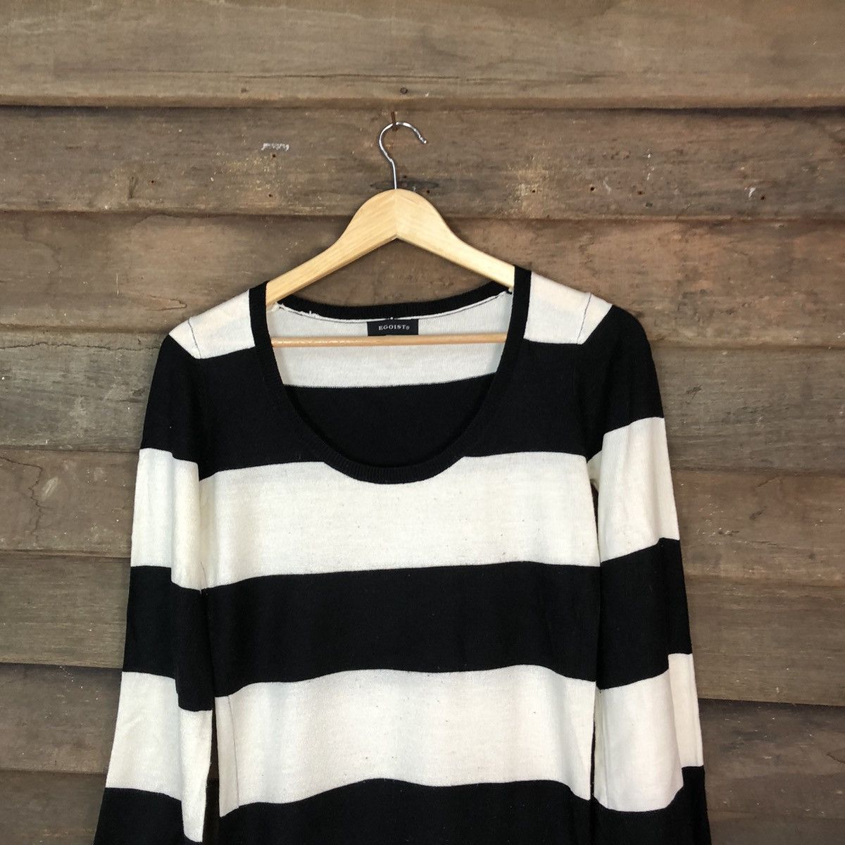 Homespun Knitwear Egoist Stripe Black White Knitwear like kurt cobain #6749 Size M / US 6-8 / IT 42-44 - 2 Thumbnail