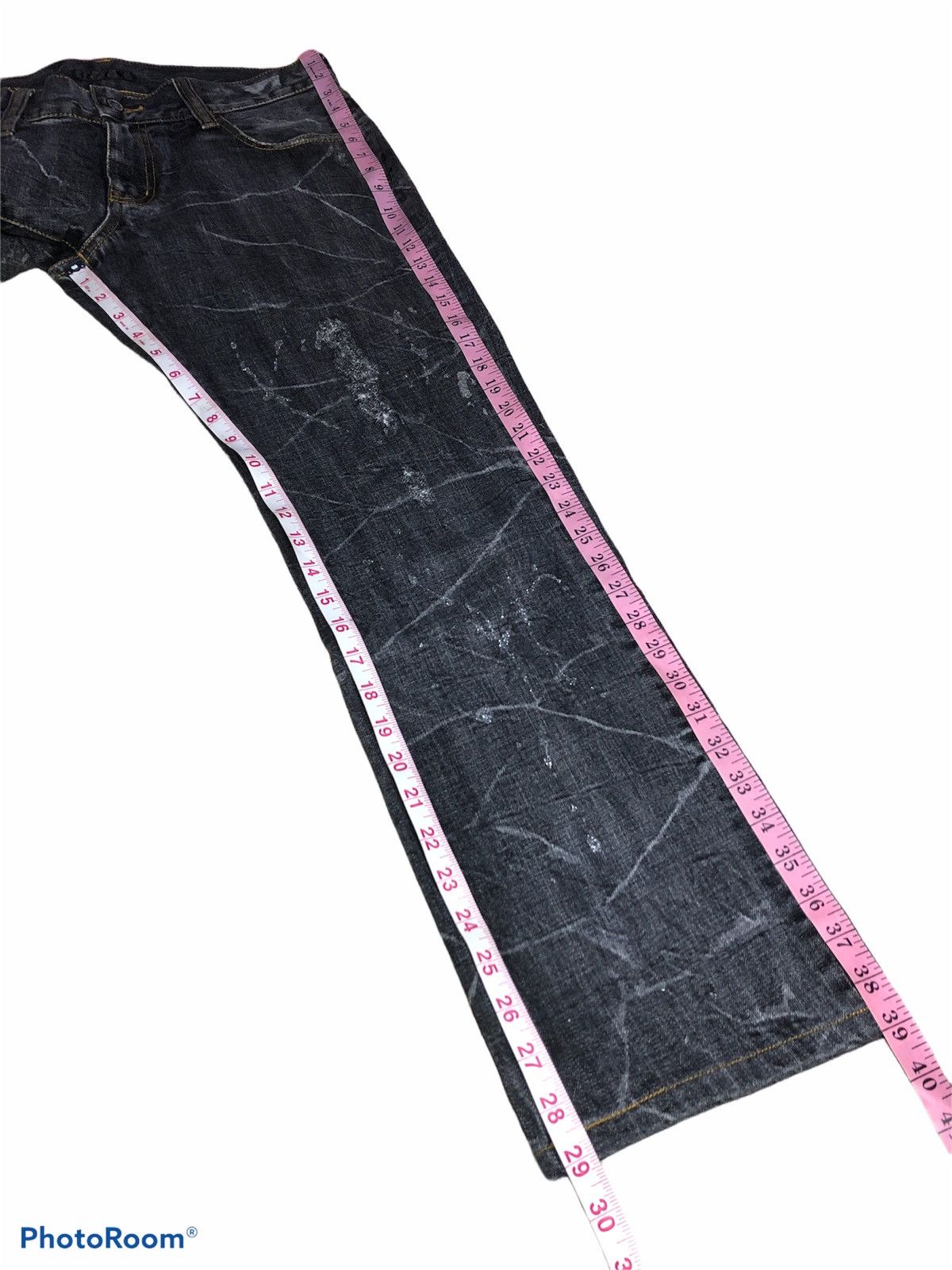 Japanese Brand SPINACH BIG LOGO SILVER PAINT SPLATTER DENIM Size US 33 - 8 Thumbnail