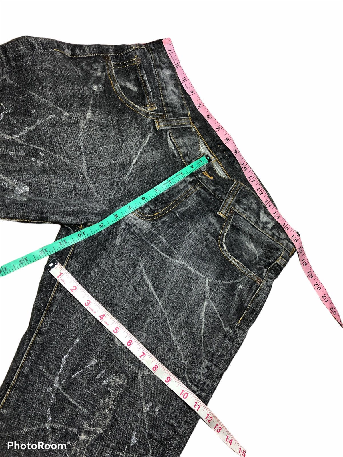 Japanese Brand SPINACH BIG LOGO SILVER PAINT SPLATTER DENIM Size US 33 - 6 Thumbnail