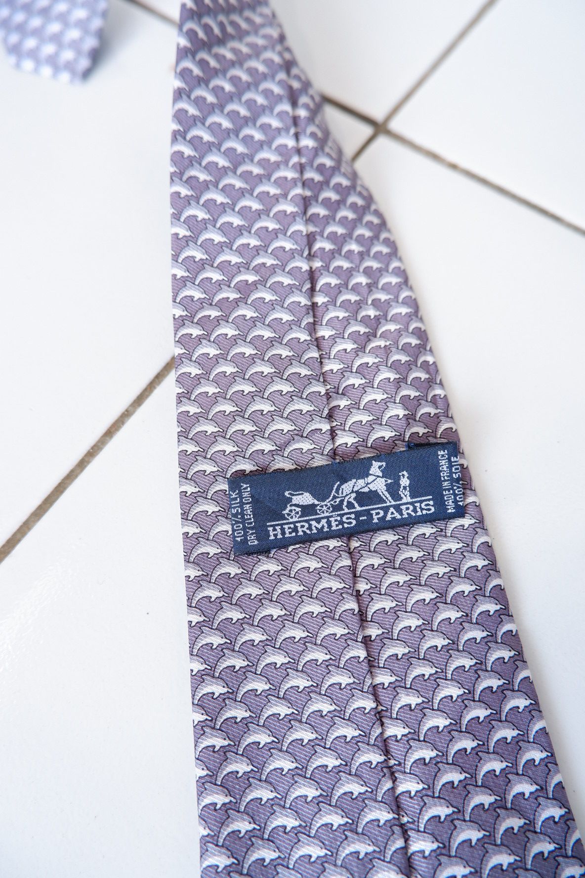 Hermes Vintage Hermes Paris Dolphin Tie Size ONE SIZE - 3 Thumbnail