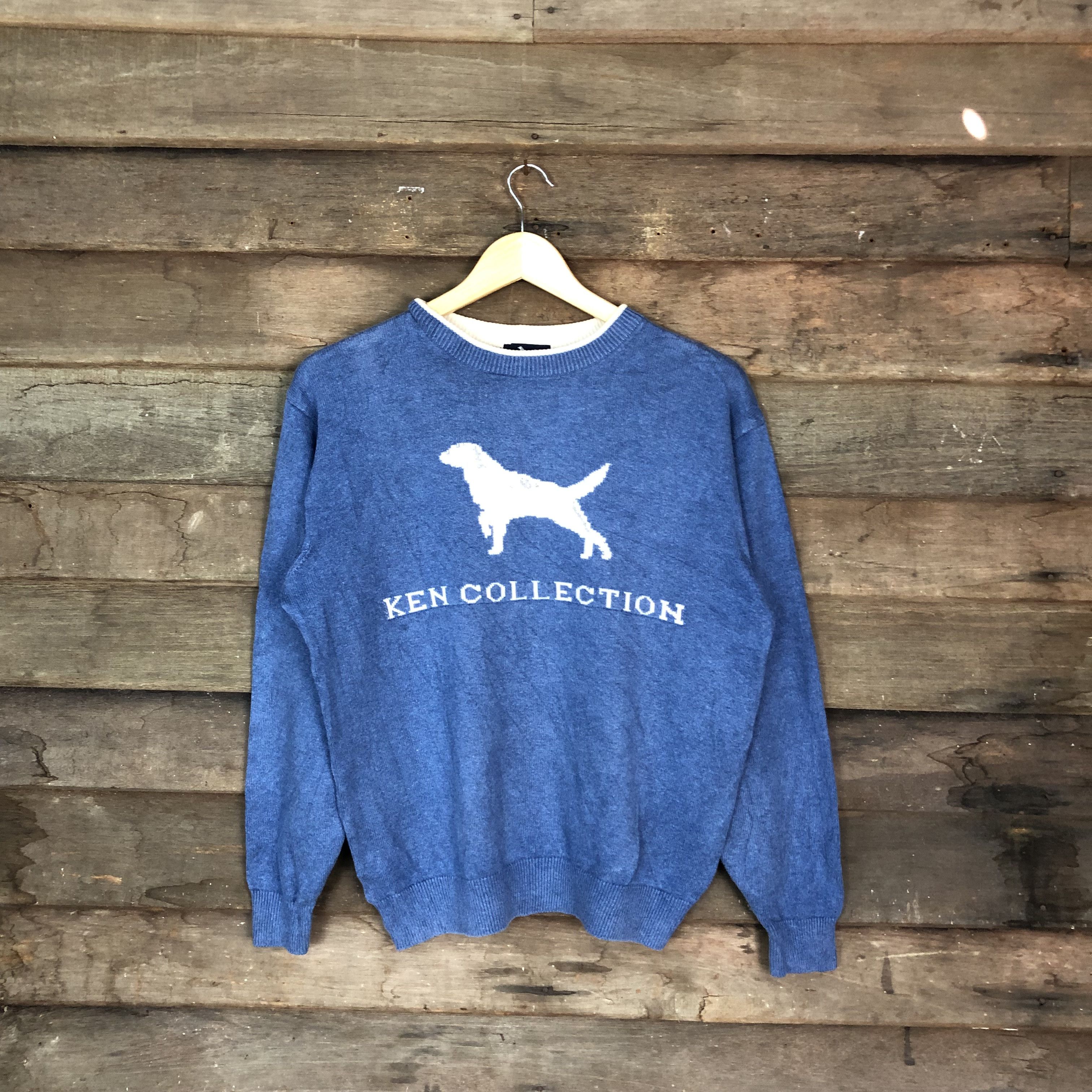 Vintage Ken Collection Blue Knitwear Sweatshirt #6746 Size US S / EU 44-46 / 1 - 1 Thumbnail