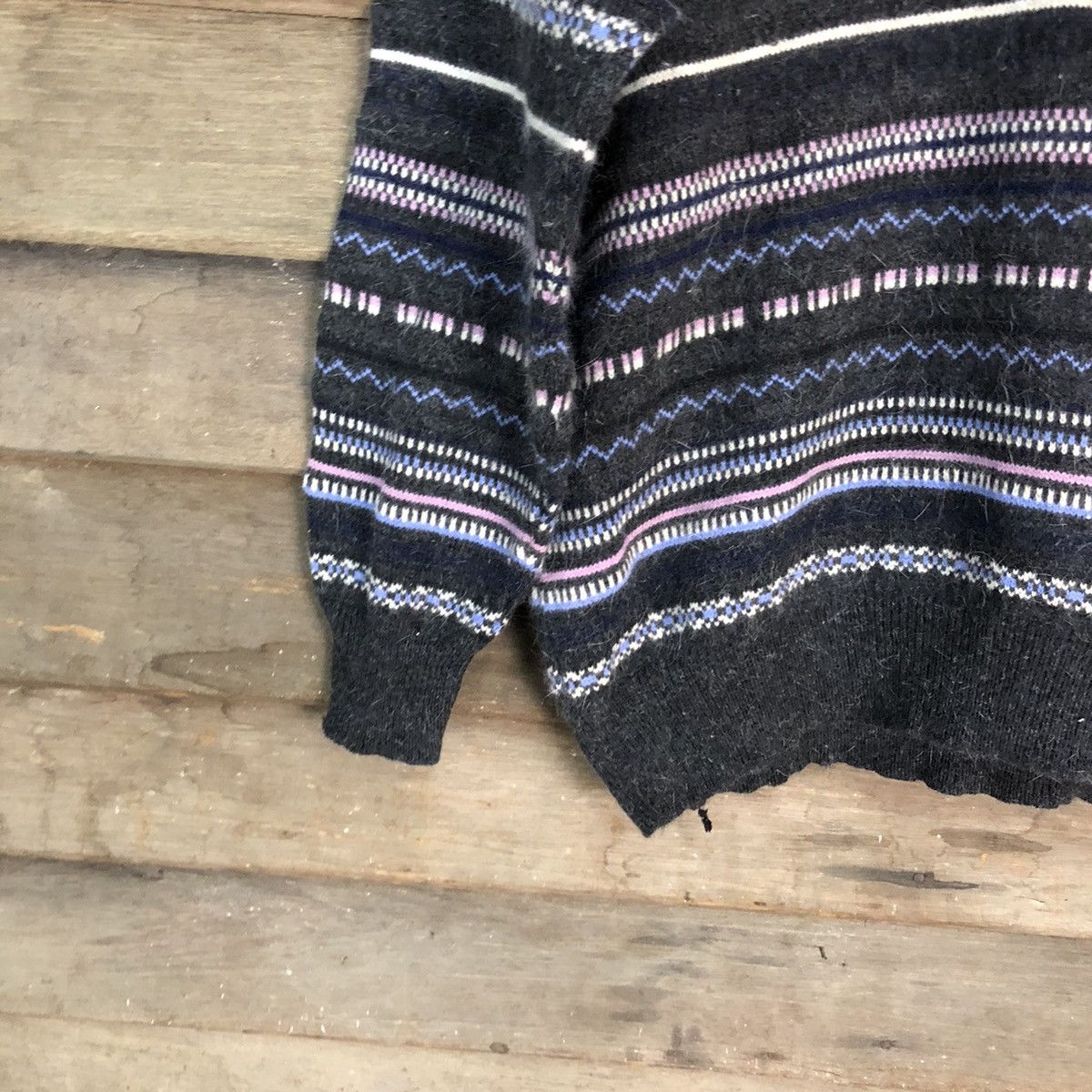 Japanese Brand Wool Craft stripe new zealand mohair Black Knitwear #6747 Size US S / EU 44-46 / 1 - 4 Thumbnail