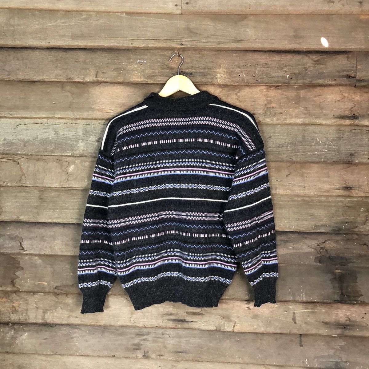 Japanese Brand Wool Craft stripe new zealand mohair Black Knitwear #6747 Size US S / EU 44-46 / 1 - 7 Thumbnail