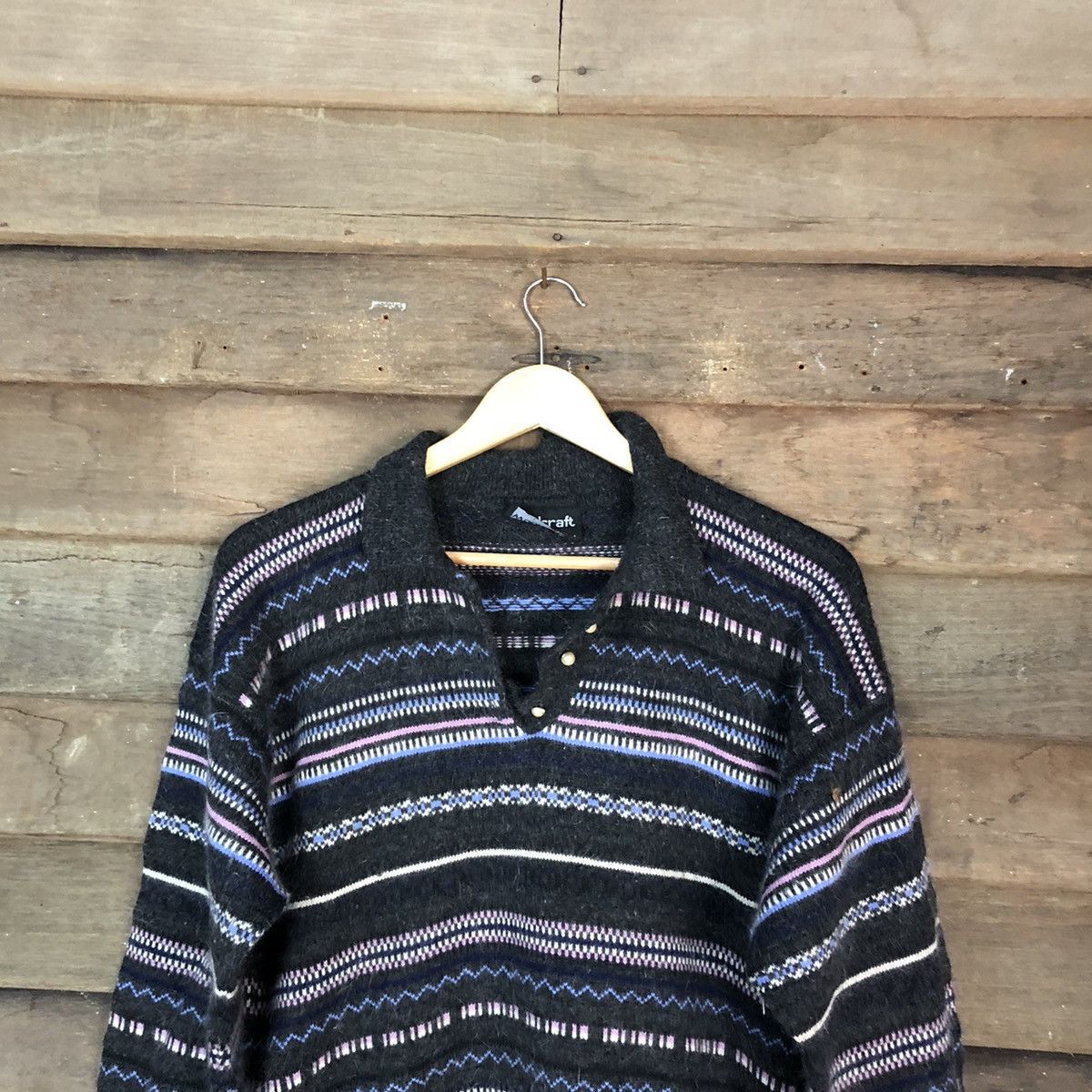 Japanese Brand Wool Craft stripe new zealand mohair Black Knitwear #6747 Size US S / EU 44-46 / 1 - 2 Thumbnail