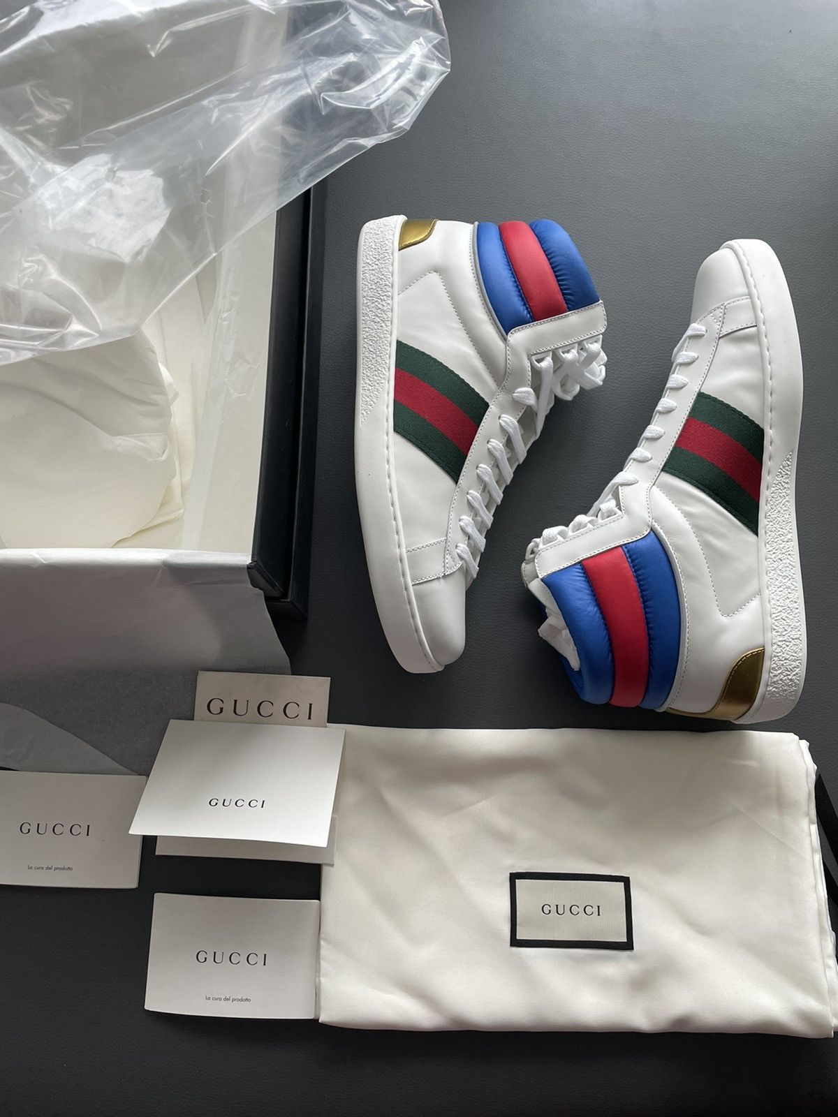 Gucci Super Runway Limited Edition Leather ACE High Top Sneaker Size US 8 / EU 41 - 17 Thumbnail