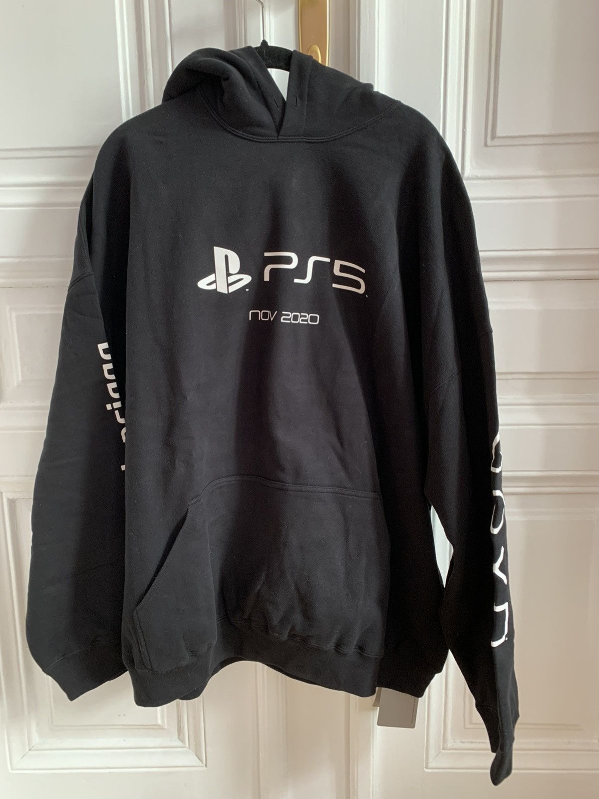 image of Balenciaga Aw21 Playstation 5 Hoodie Oversized in Black, Men's (Size Medium)