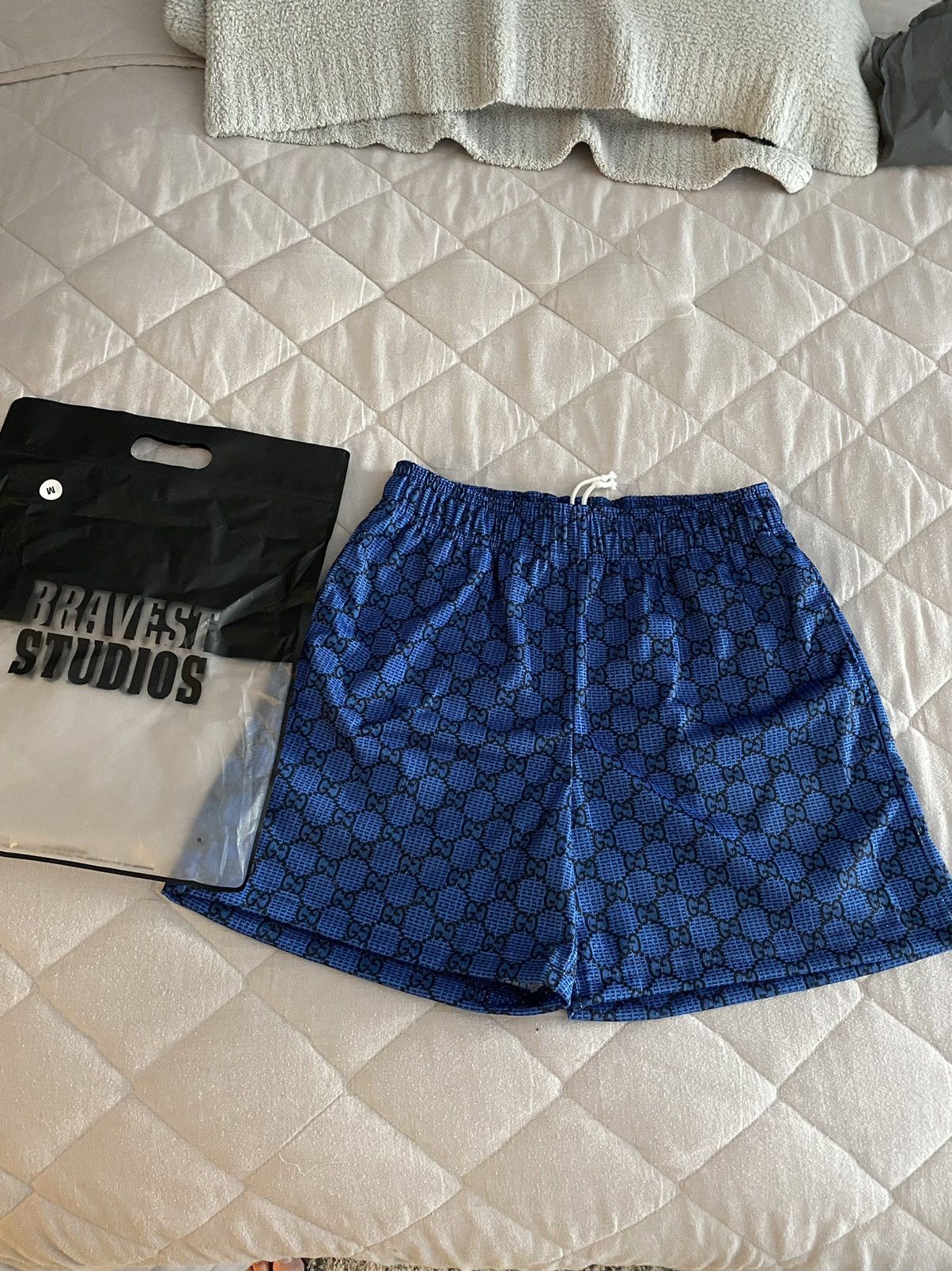 image of Gucci Bravest Studios Blue Mesh Shorts Size M, Men's