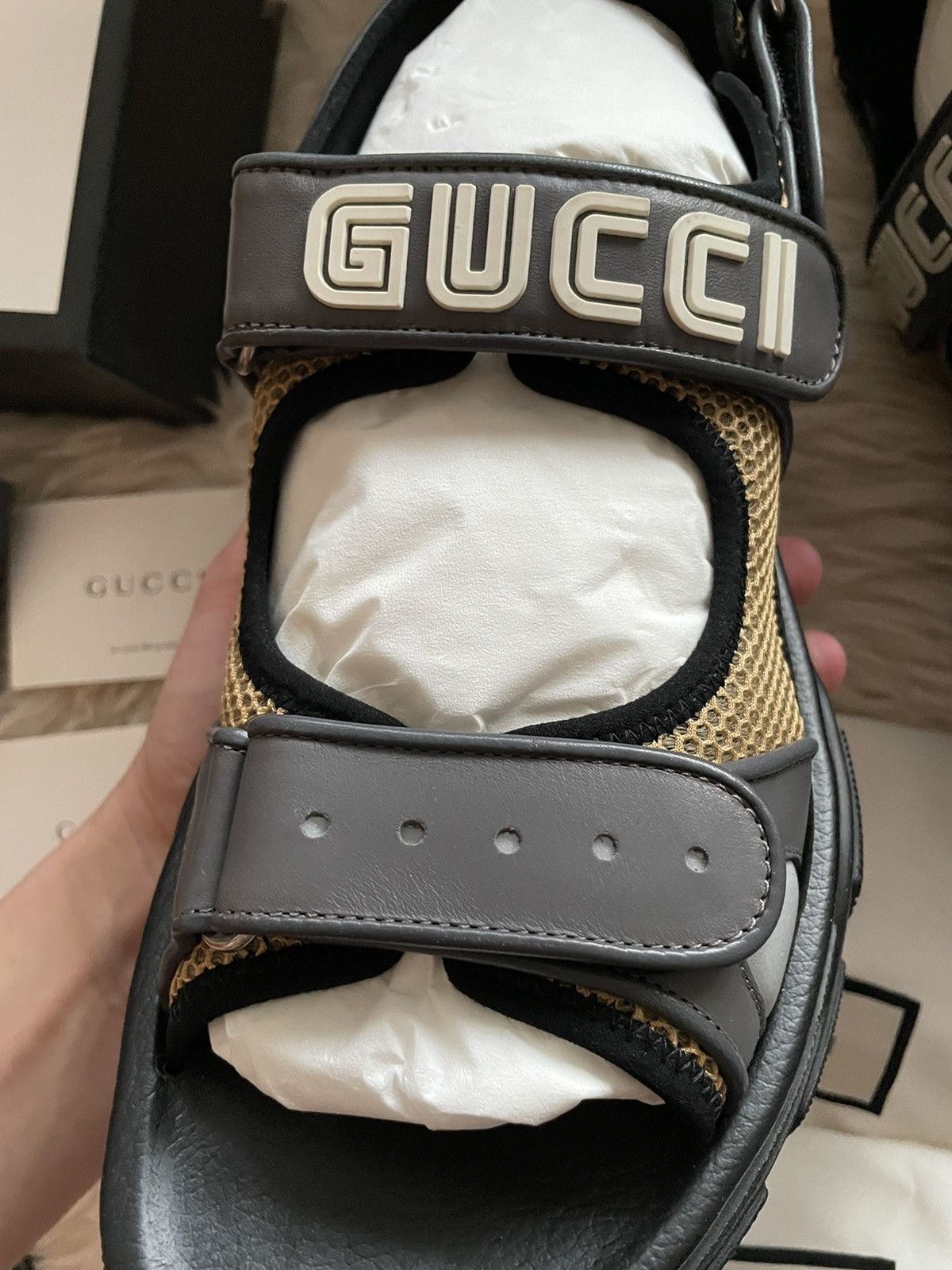 Gucci Gucci Limited Edition Runway Leather Logo Sandal Slides Size US 8 / EU 41 - 8 Thumbnail