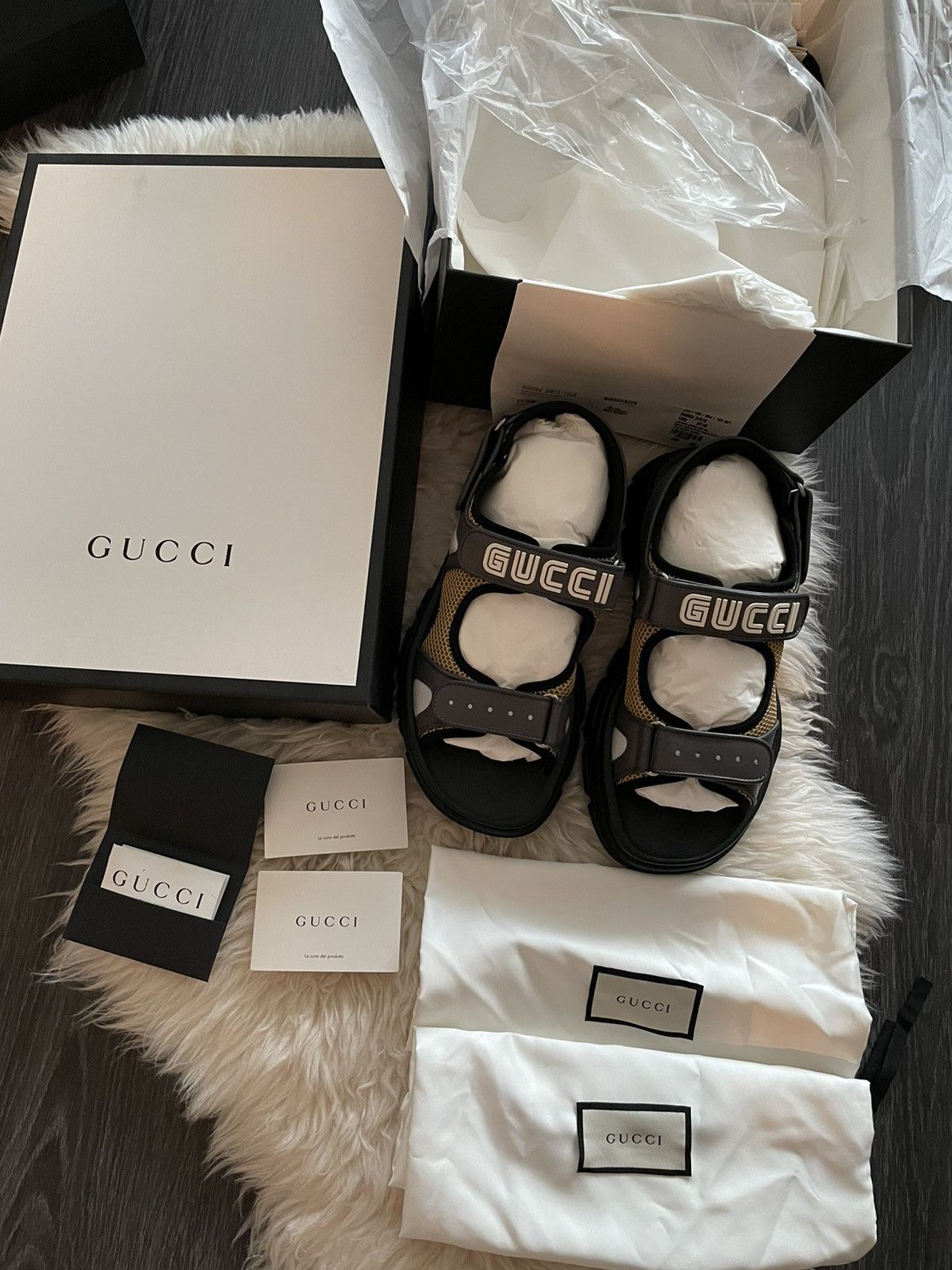 Gucci Gucci Limited Edition Runway Leather Logo Sandal Slides Size US 8 / EU 41 - 18 Thumbnail