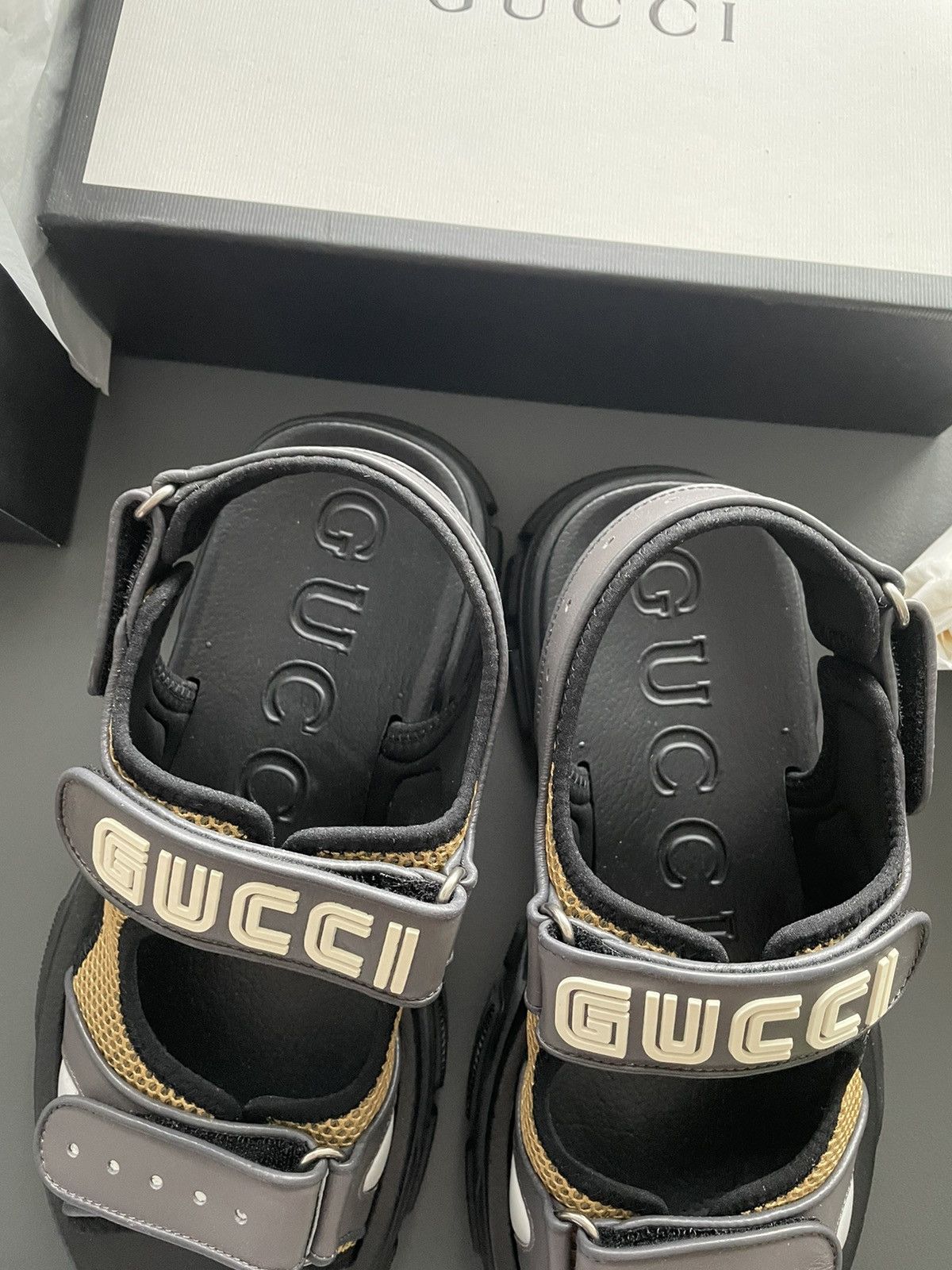 Gucci Gucci Limited Edition Runway Leather Logo Sandal Slides Size US 8 / EU 41 - 7 Thumbnail