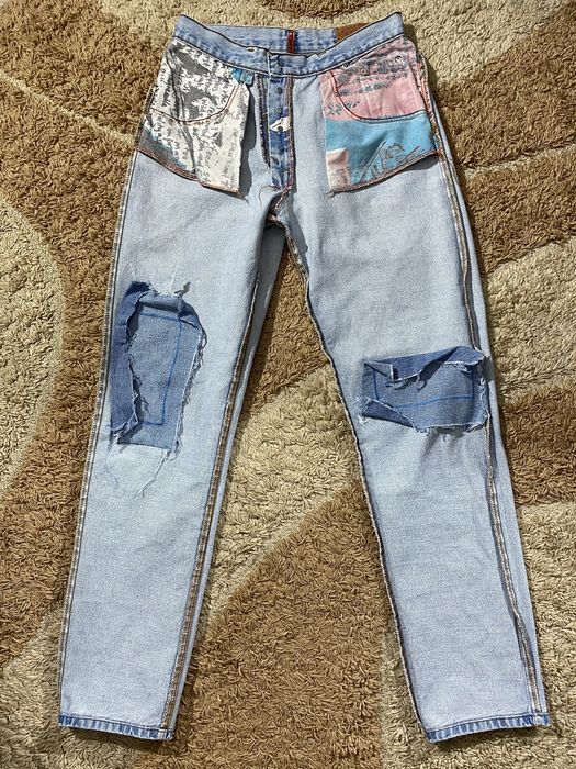 Vintage Vintage 80s Denim PASH Patchwork Distressed Jeans | Grailed