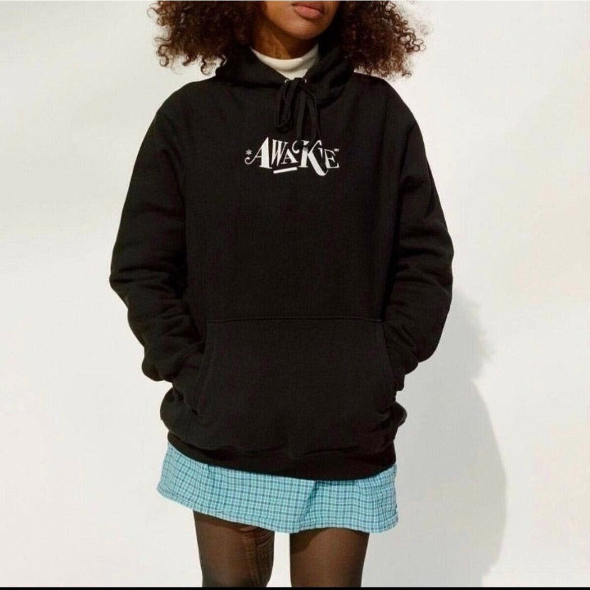 NEW AWAKE NY EMBROIDERED BLACK HOODIE SZ LARGE L