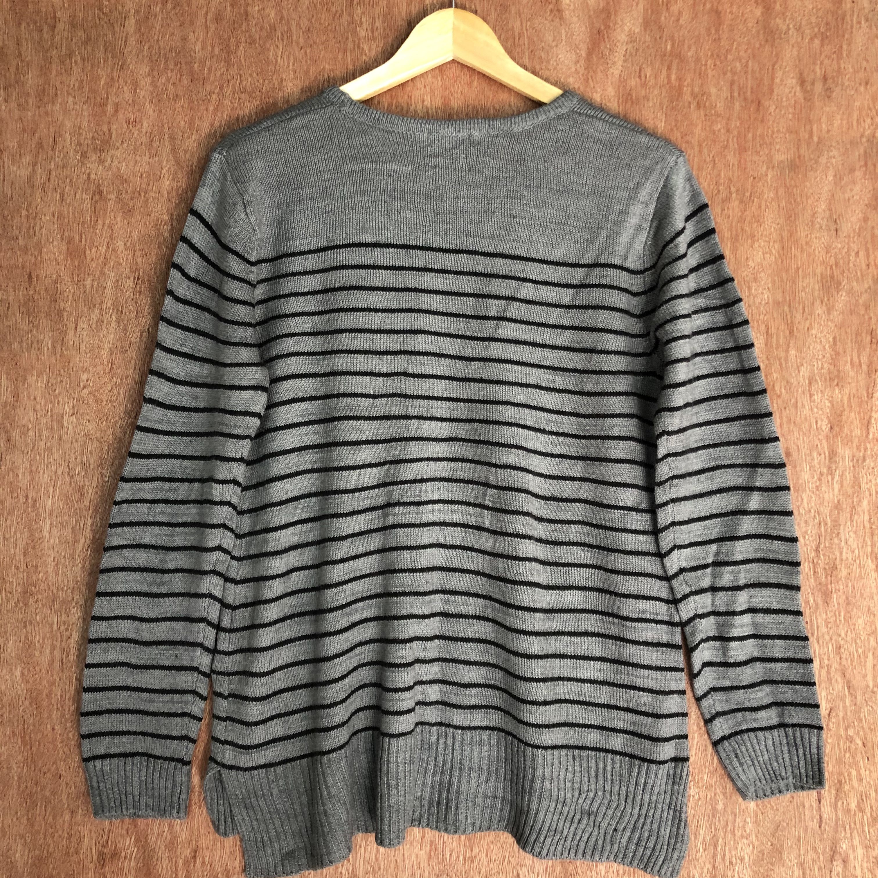 Japanese Brand DLL Decoy Stripe Black Grey Knitwear sweatshirt #c440 Size US M / EU 48-50 / 2 - 11 Thumbnail
