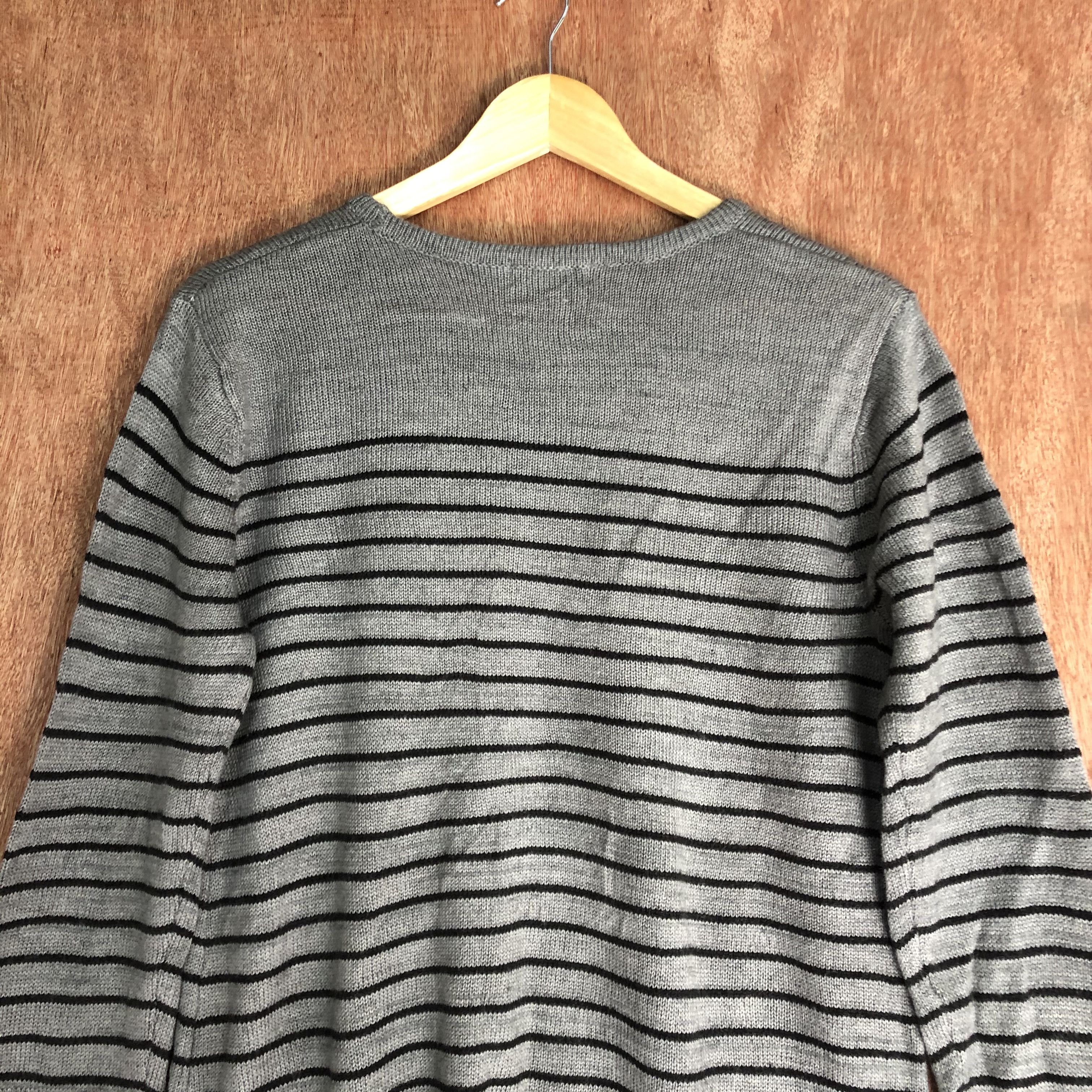 Japanese Brand DLL Decoy Stripe Black Grey Knitwear sweatshirt #c440 Size US M / EU 48-50 / 2 - 10 Thumbnail