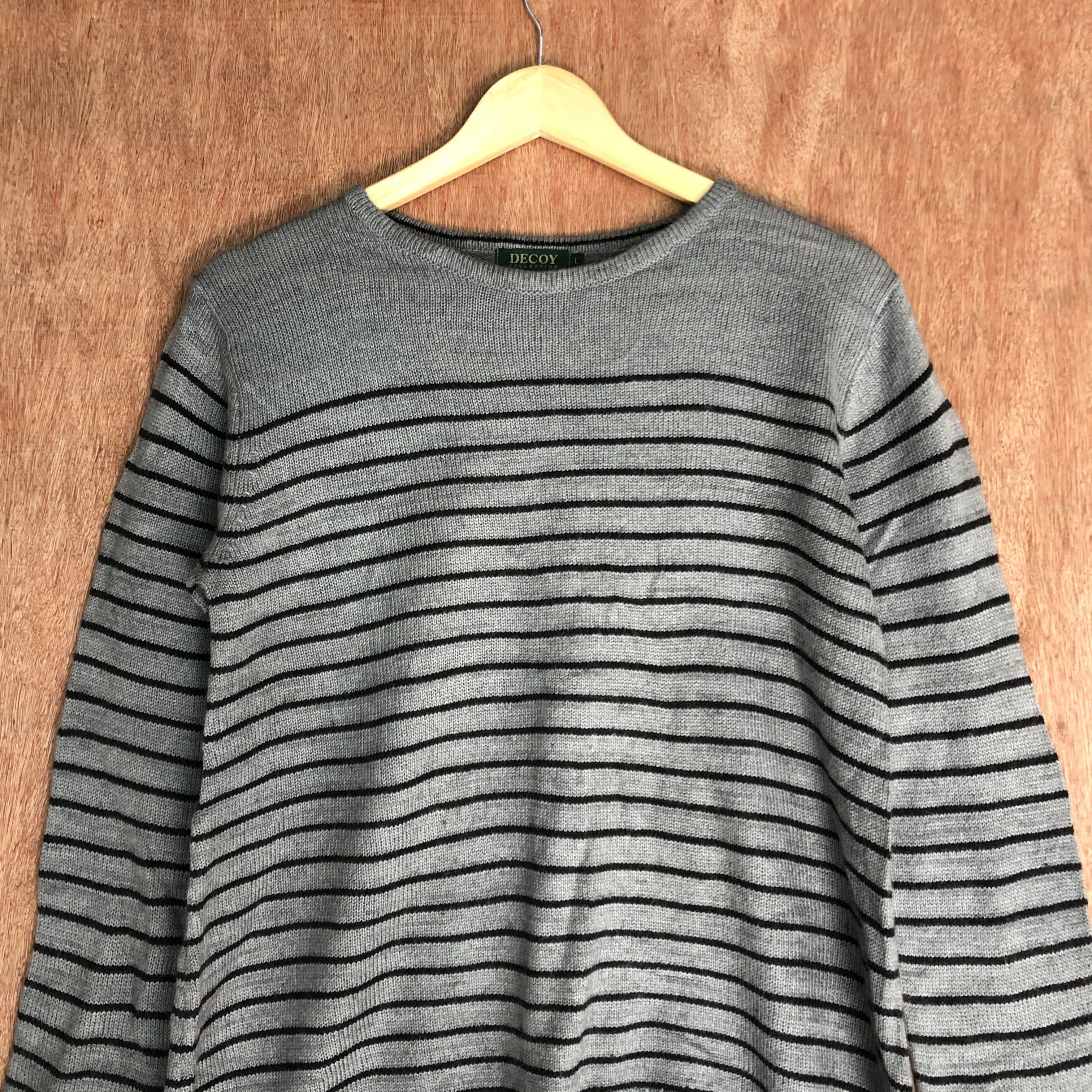 Japanese Brand DLL Decoy Stripe Black Grey Knitwear sweatshirt #c440 Size US M / EU 48-50 / 2 - 3 Thumbnail