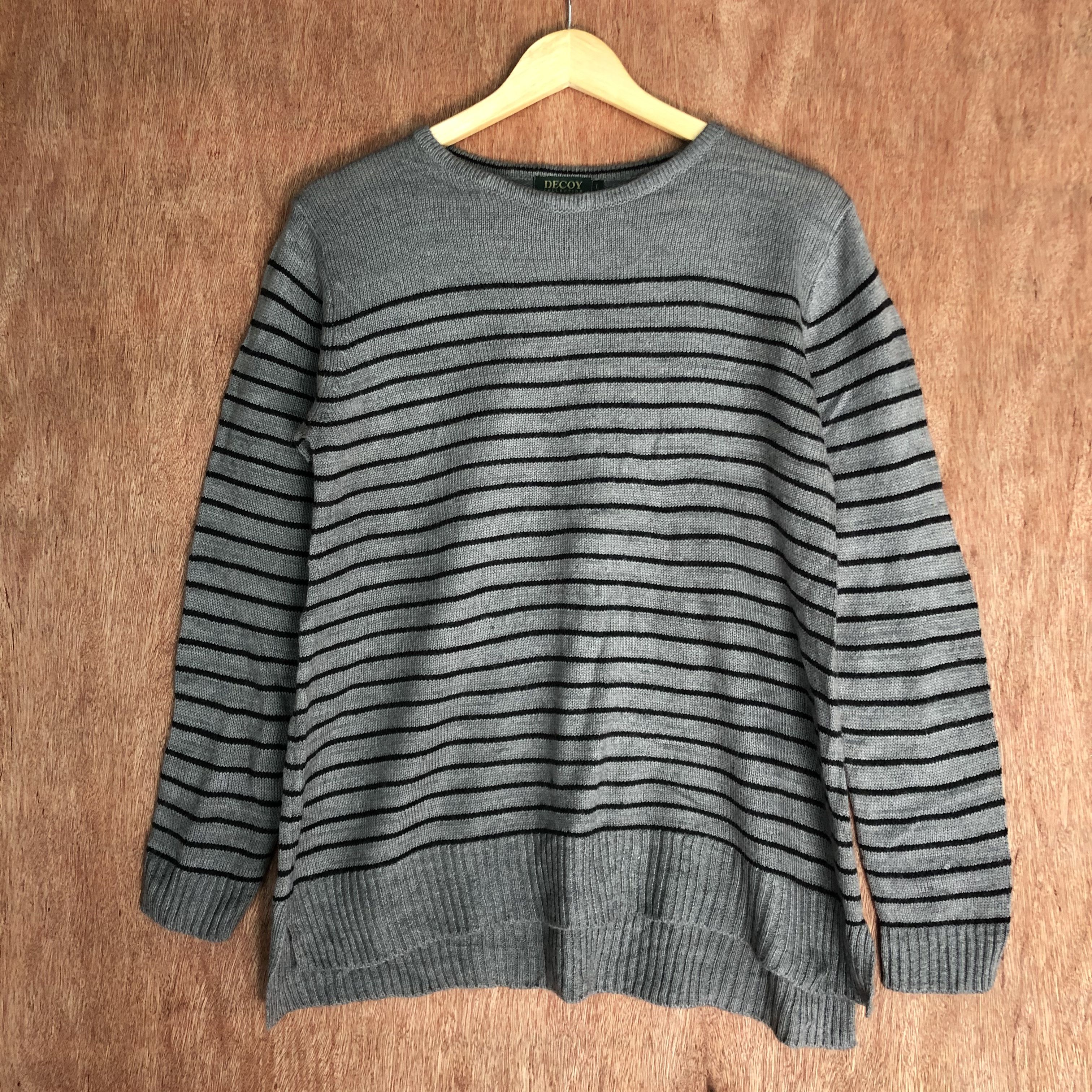 Japanese Brand DLL Decoy Stripe Black Grey Knitwear sweatshirt #c440 Size US M / EU 48-50 / 2 - 2 Thumbnail