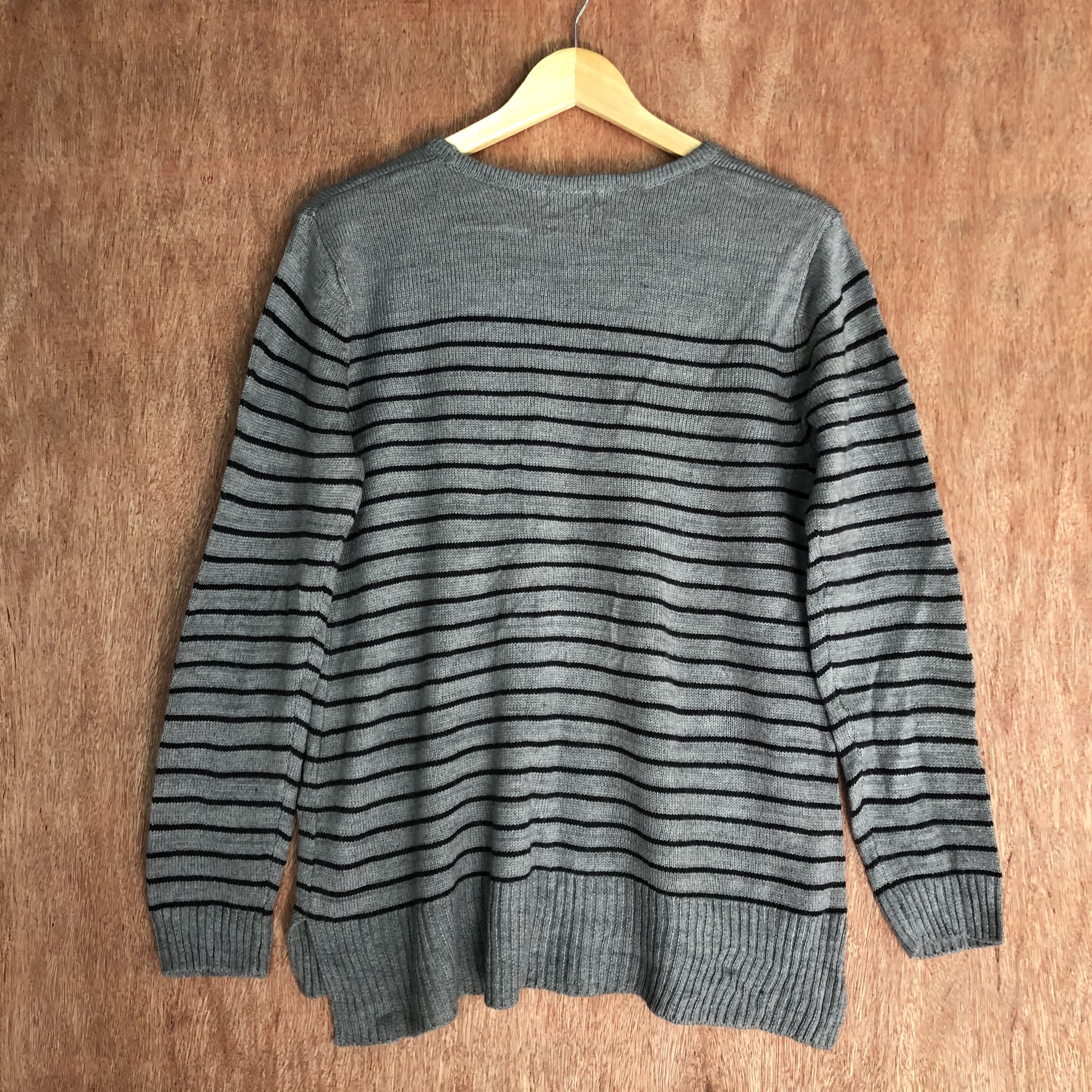 Japanese Brand DLL Decoy Stripe Black Grey Knitwear sweatshirt #c440 Size US M / EU 48-50 / 2 - 9 Thumbnail