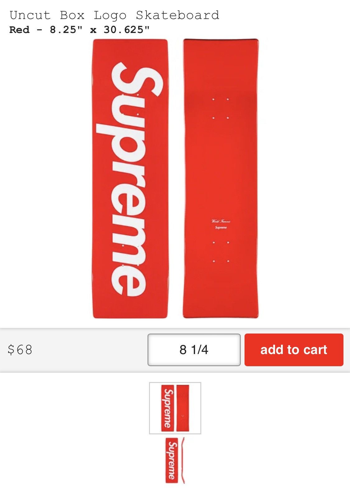 Supreme uncut box logo skateboard deck shops