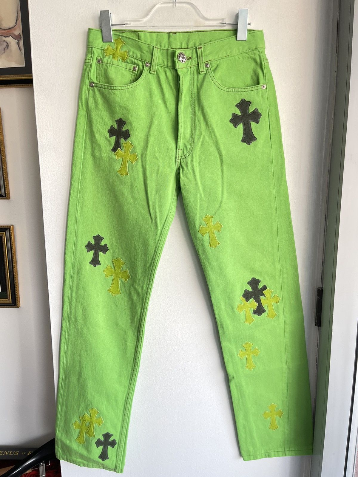 Levi's *SALE* Chrome Hearts LIME GREEN Levi Cross Jean Matty Boy Grailed