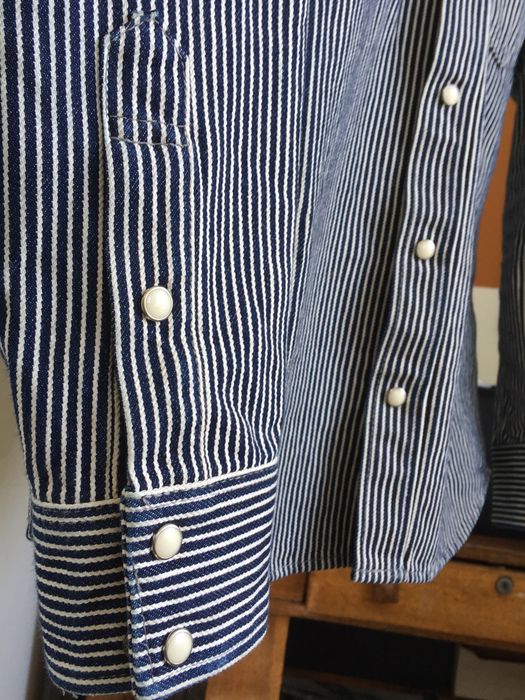 Iron Heart Iron Heart IHSH-07-IND Indigo Hickory Stripe Western Shirt