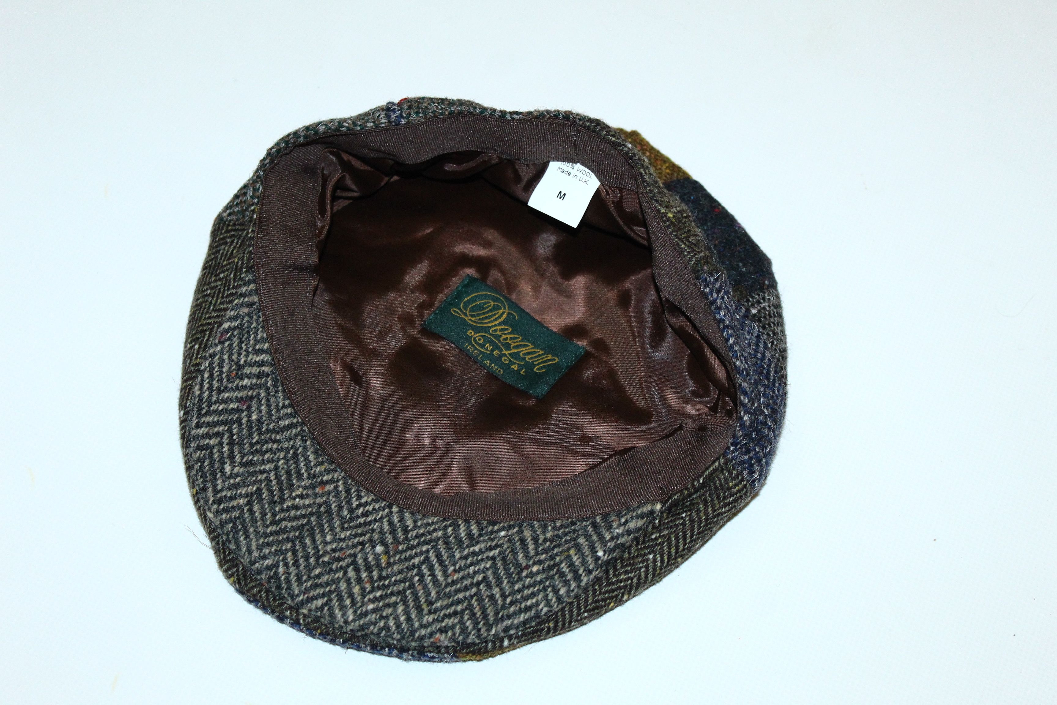 Donegal Tweed 💥Donegal Ireland Partchwork Brush Wool Tweed Flat Hat Size ONE SIZE - 2 Thumbnail