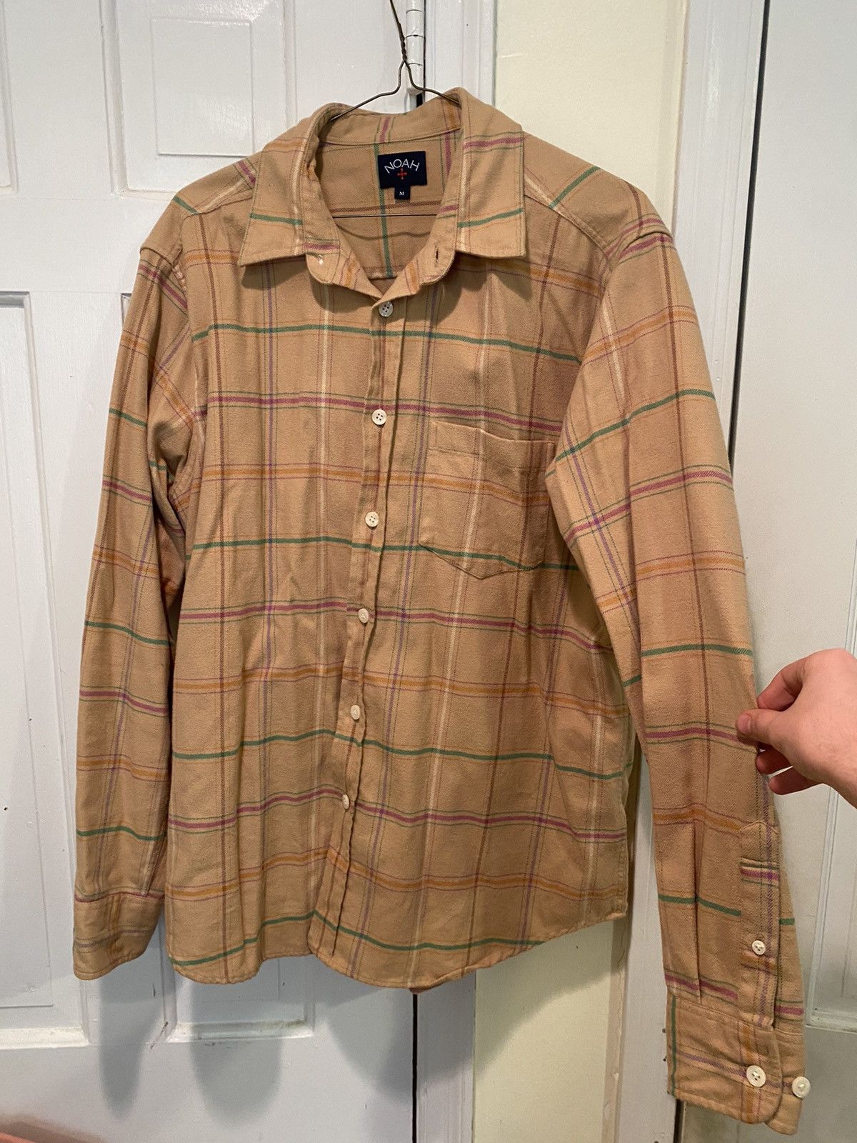 Noah button up orange/plaid