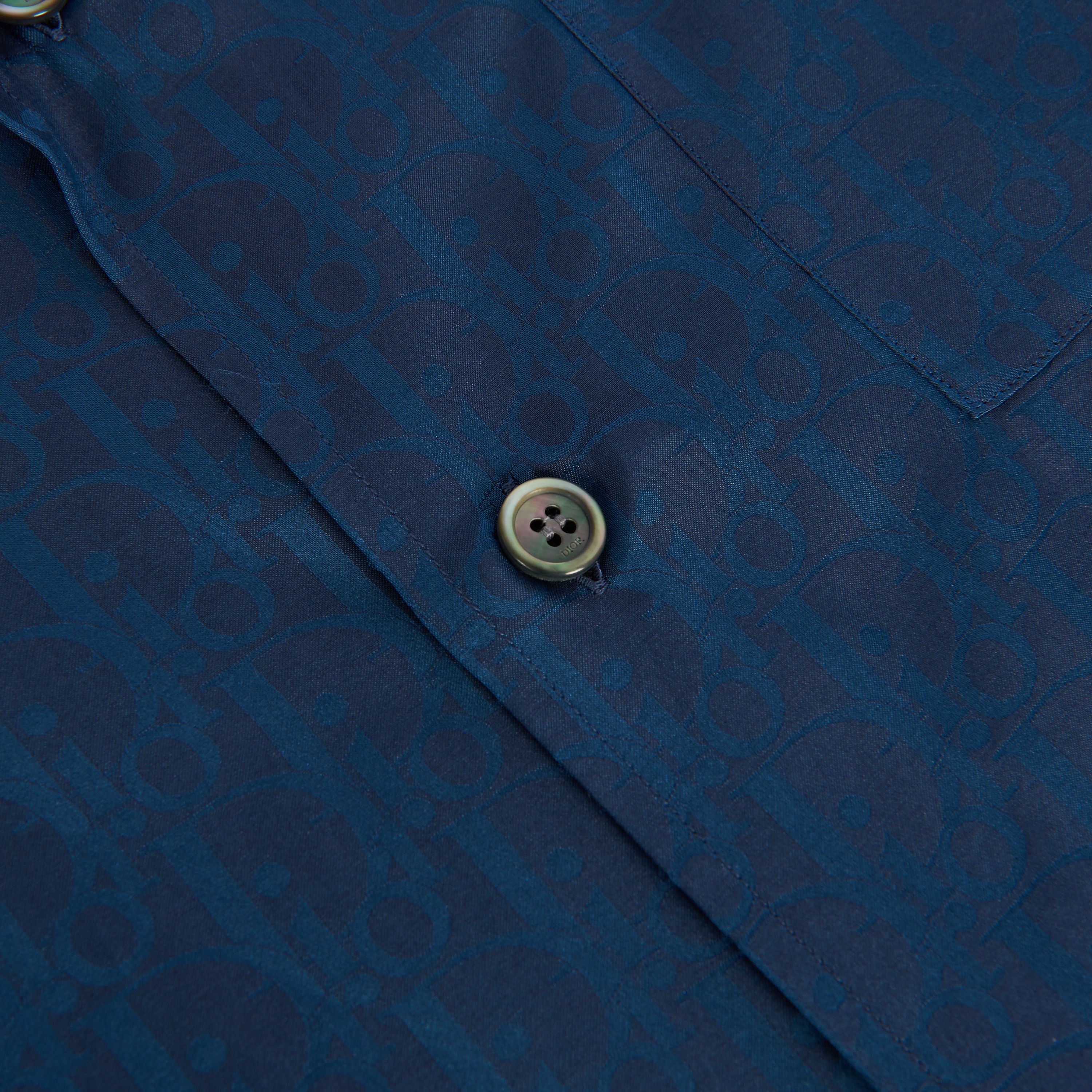 Dior Oblique Shirt In Navy Blue Silk Twill and Cotton
