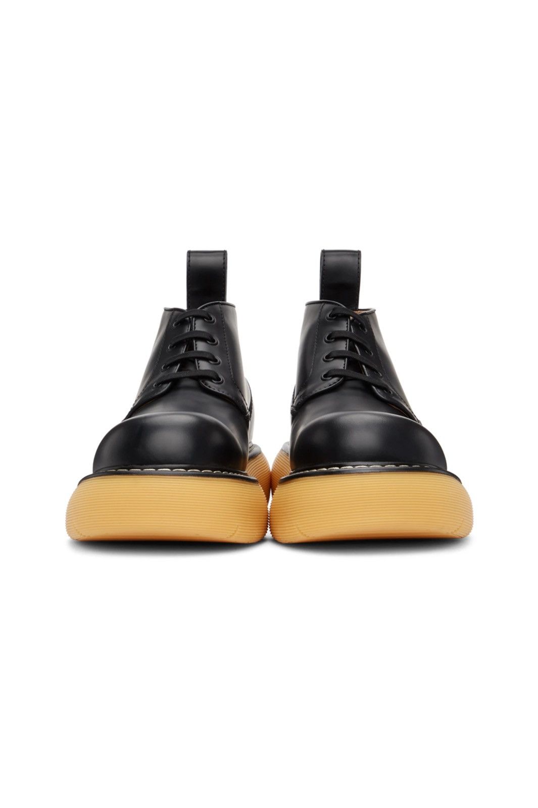 Bottega Veneta NEW 41 Black Yellow Leather Rubber The Bounce Lace-Up Boots Size US 8 / EU 41 - 2 Thumbnail