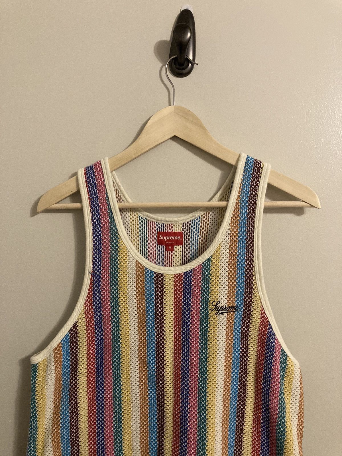 Supreme SS19 Supreme Knit Stripe Tank Top Tee T-Shirt Used M | Grailed