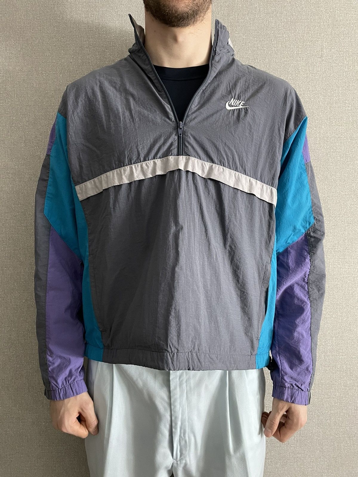 Nike × Vintage Nike Vintage 1/4 zip pullover jacket, retro windbreaker Size US XL / EU 56 / 4 - 3 Thumbnail