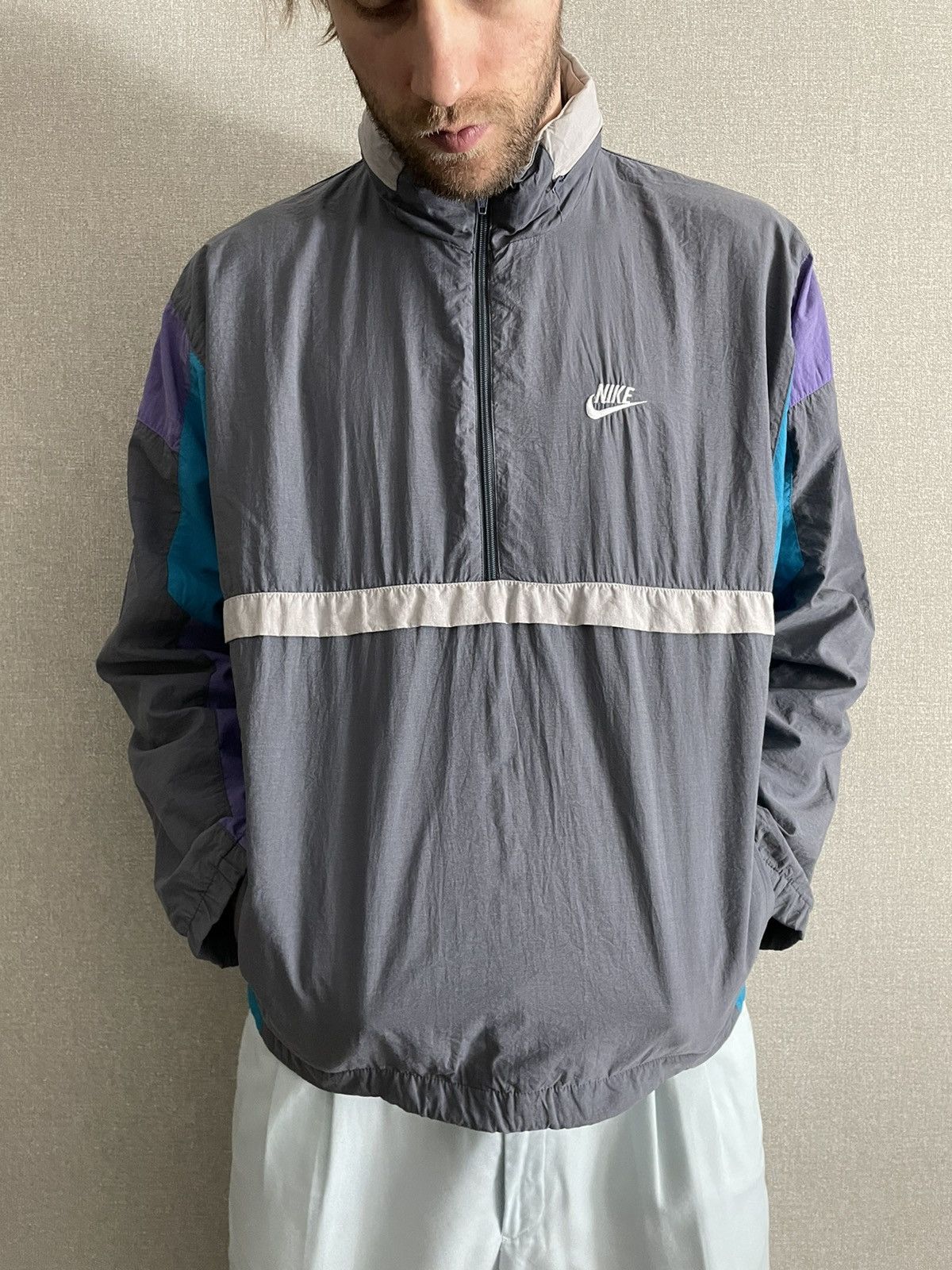 Nike × Vintage Nike Vintage 1/4 zip pullover jacket, retro windbreaker Size US XL / EU 56 / 4 - 2 Thumbnail