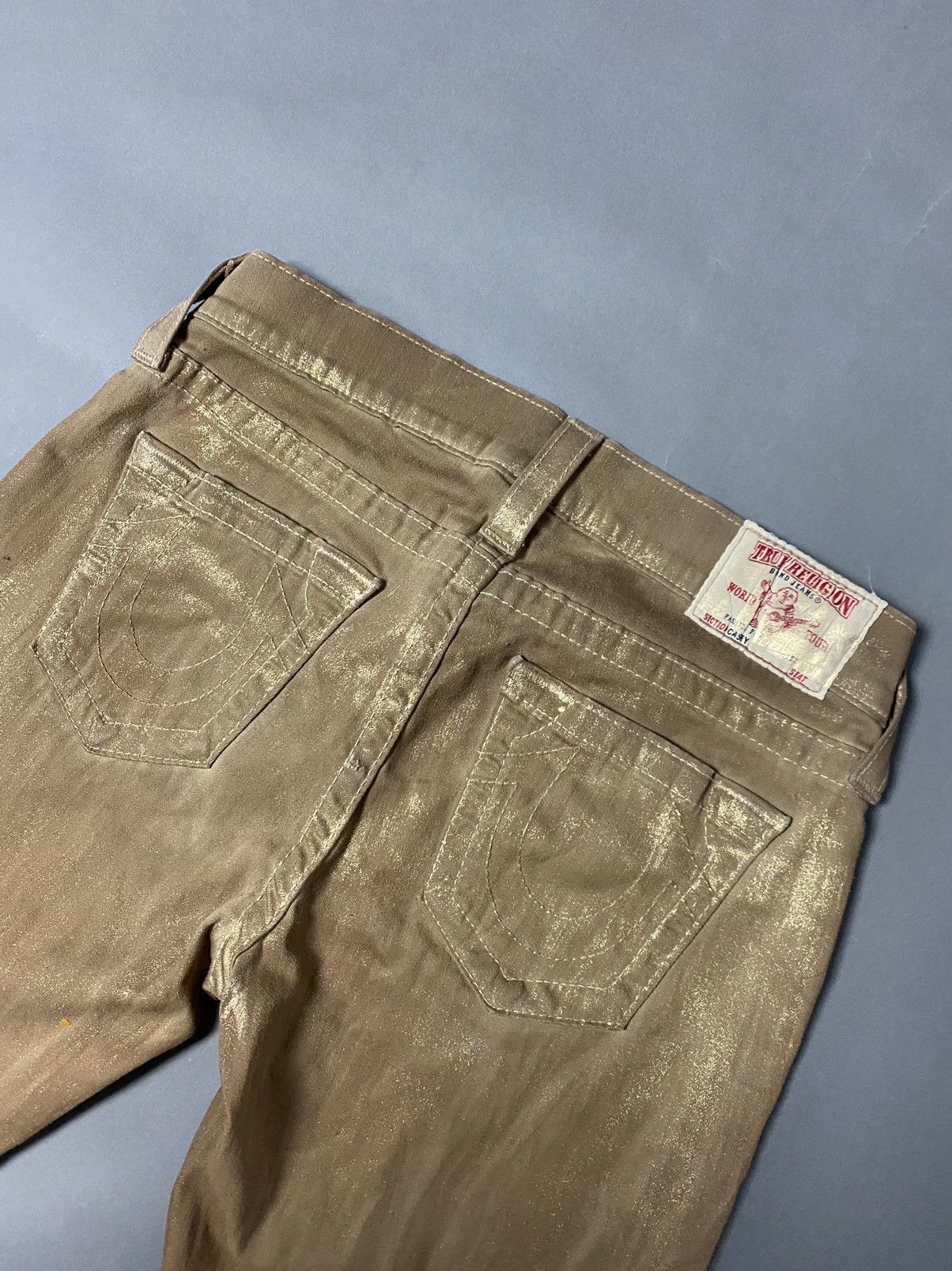 Other True Religion vintage gold jeans Y2K denim pants Size US 27 - 1 Thumbnail