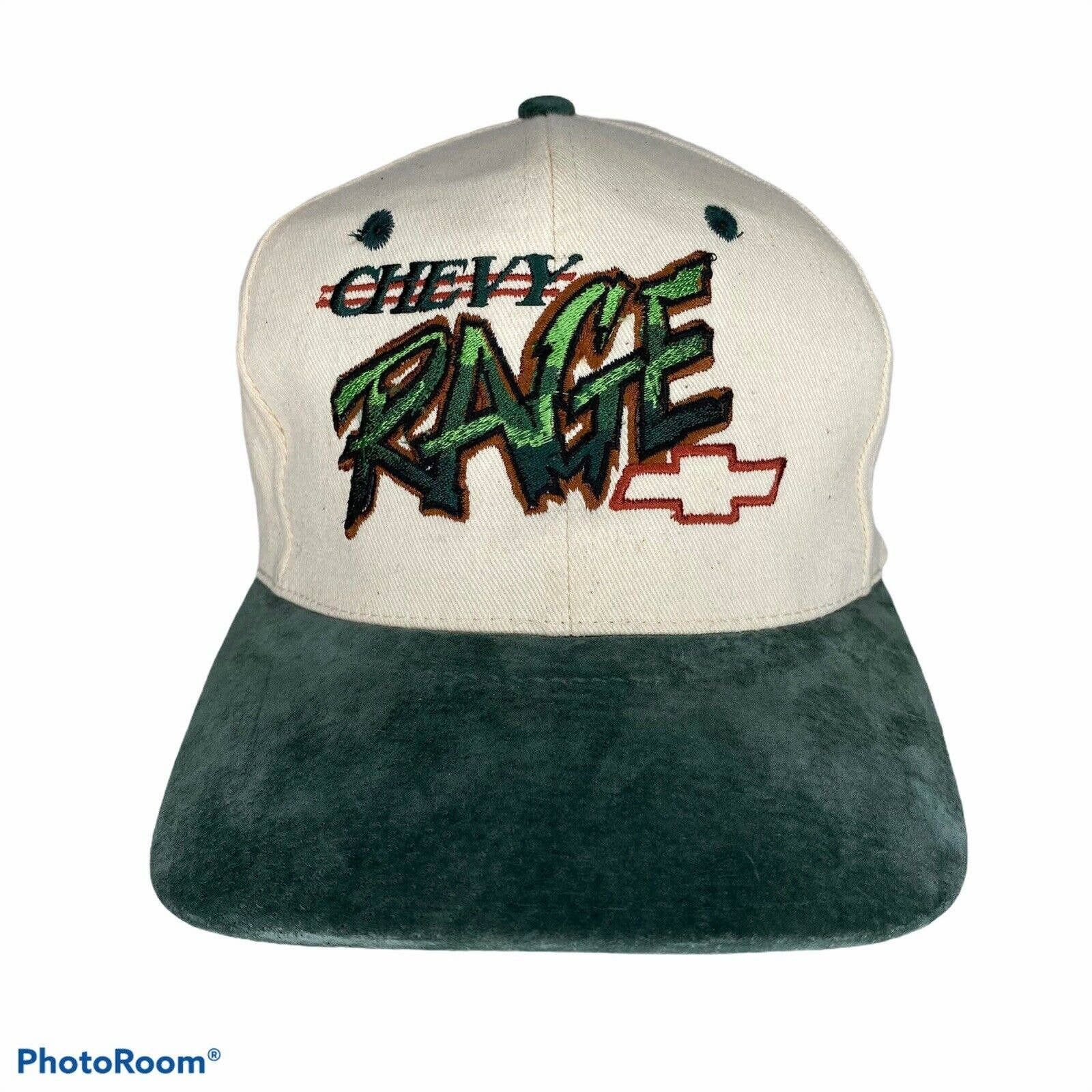 Vintage VTG Chevy Rage Hat 90s Green Suede Brim KC Strap Back Cap Grailed