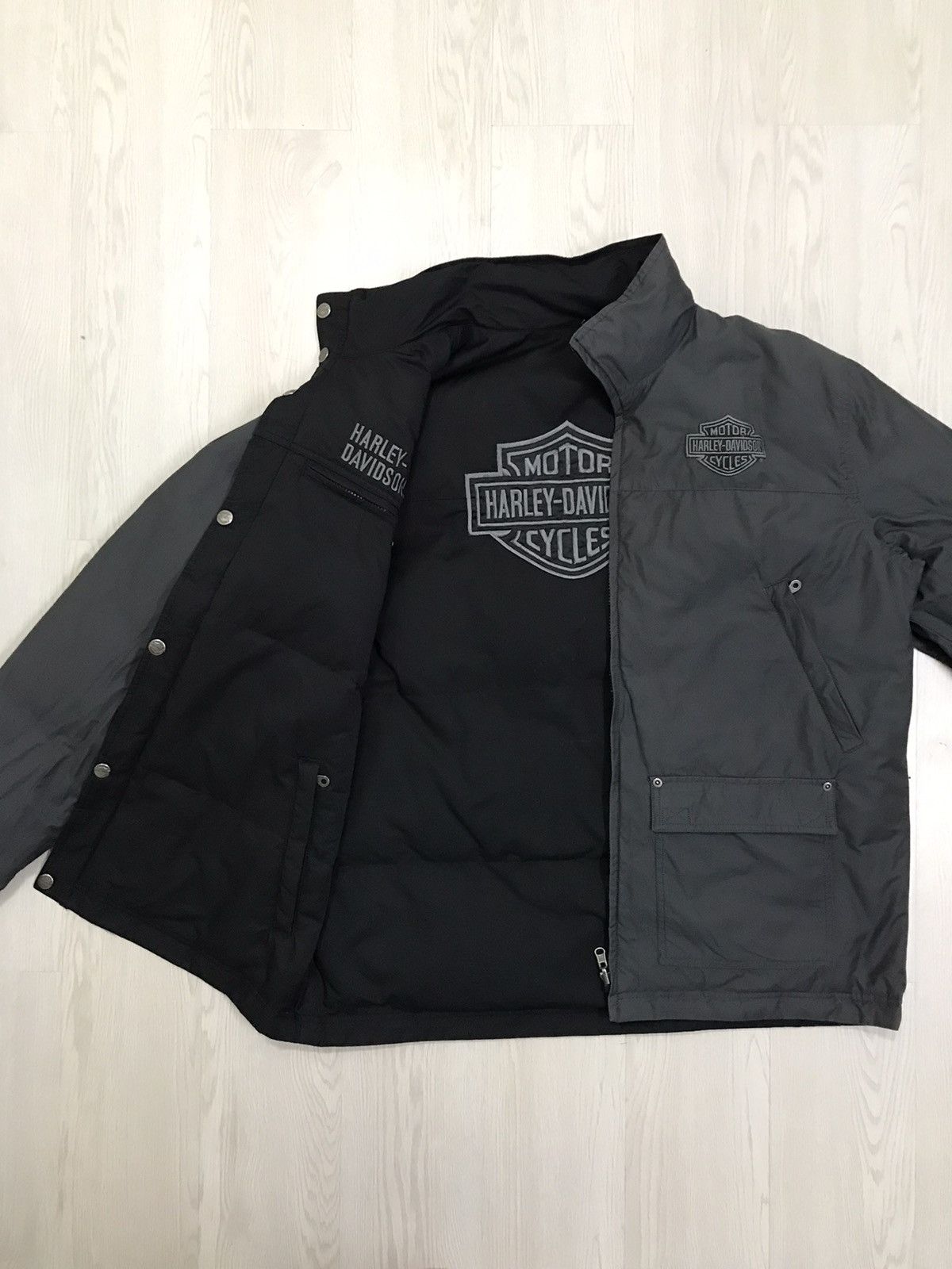 Harley Davidson × Vintage Harley Davidson Puffer Down Jacket Reversible Jacket Size US L / EU 52-54 / 3 - 6 Thumbnail